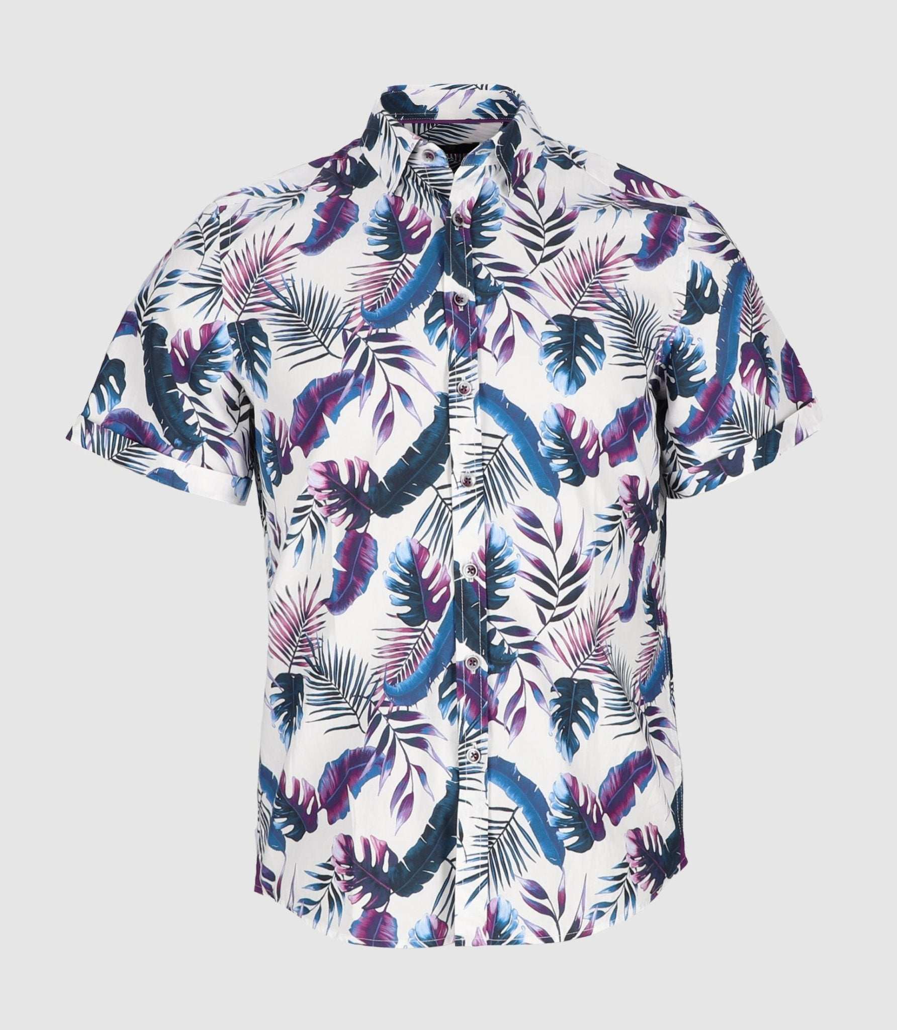 Chemise manches courtes avec imprimé bleu et violet "King 2" - Image 3