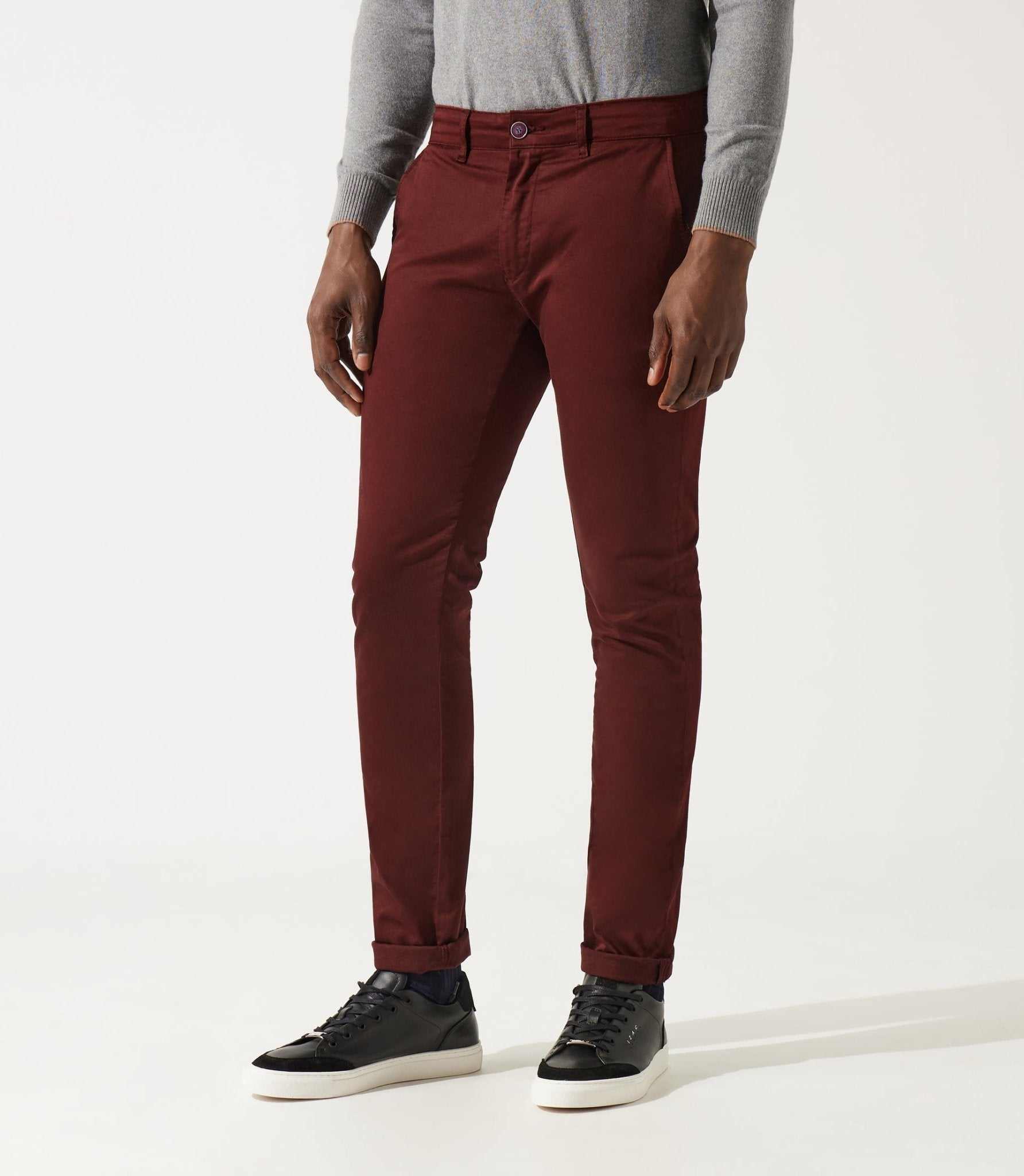 Pantalon chino satin bordeaux VANAMA
