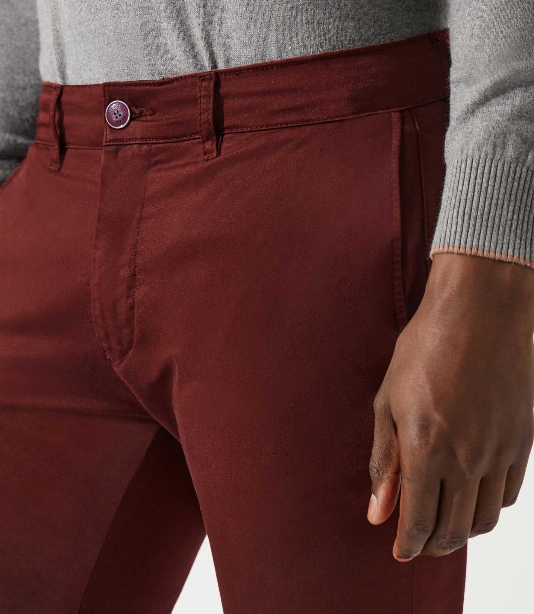 Pantalon chino satin bordeaux VANAMA - Image 3