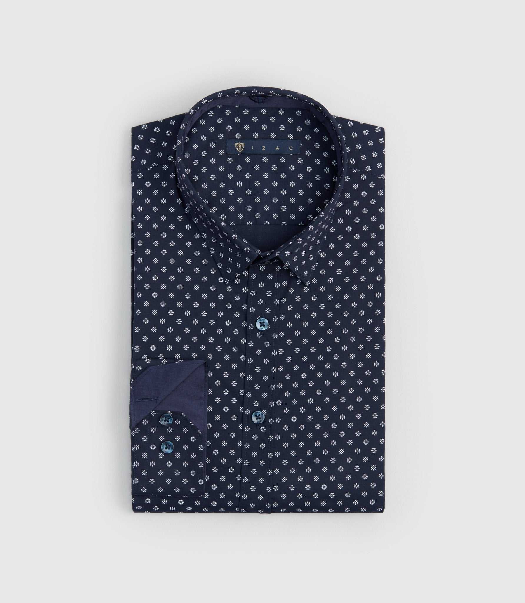 Chemise à micro motifs marine "Serge" - Image 3