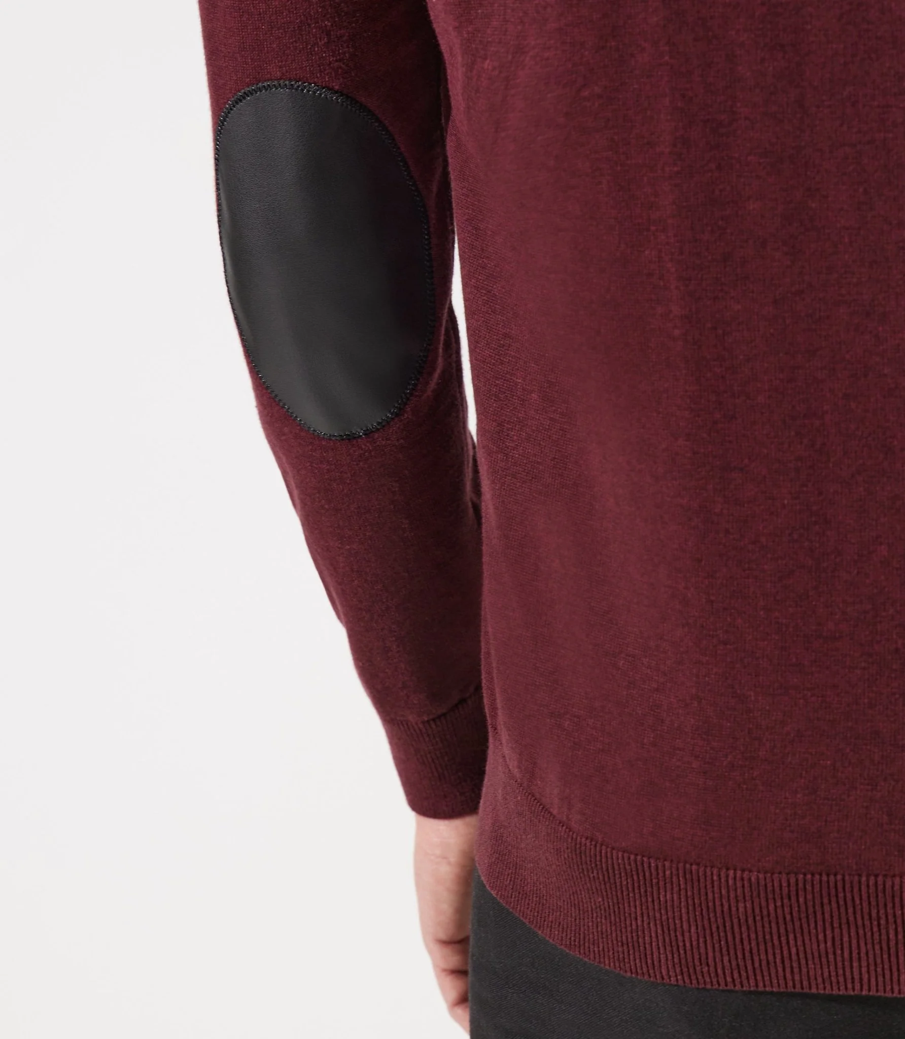 Pull col rond rayé épaule boutonnée bordeaux - Image 3