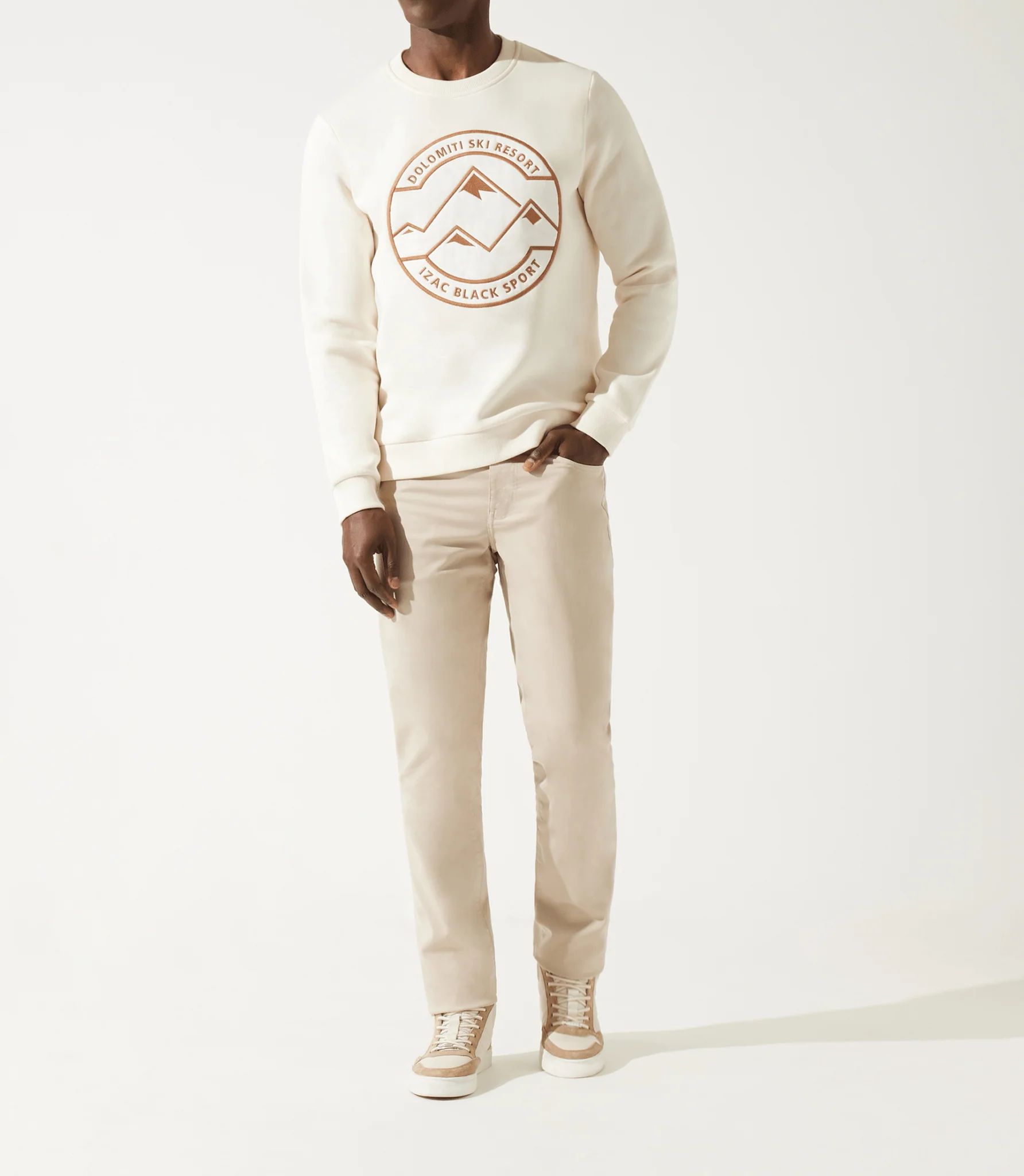 Sweat col rond fantaisie écru