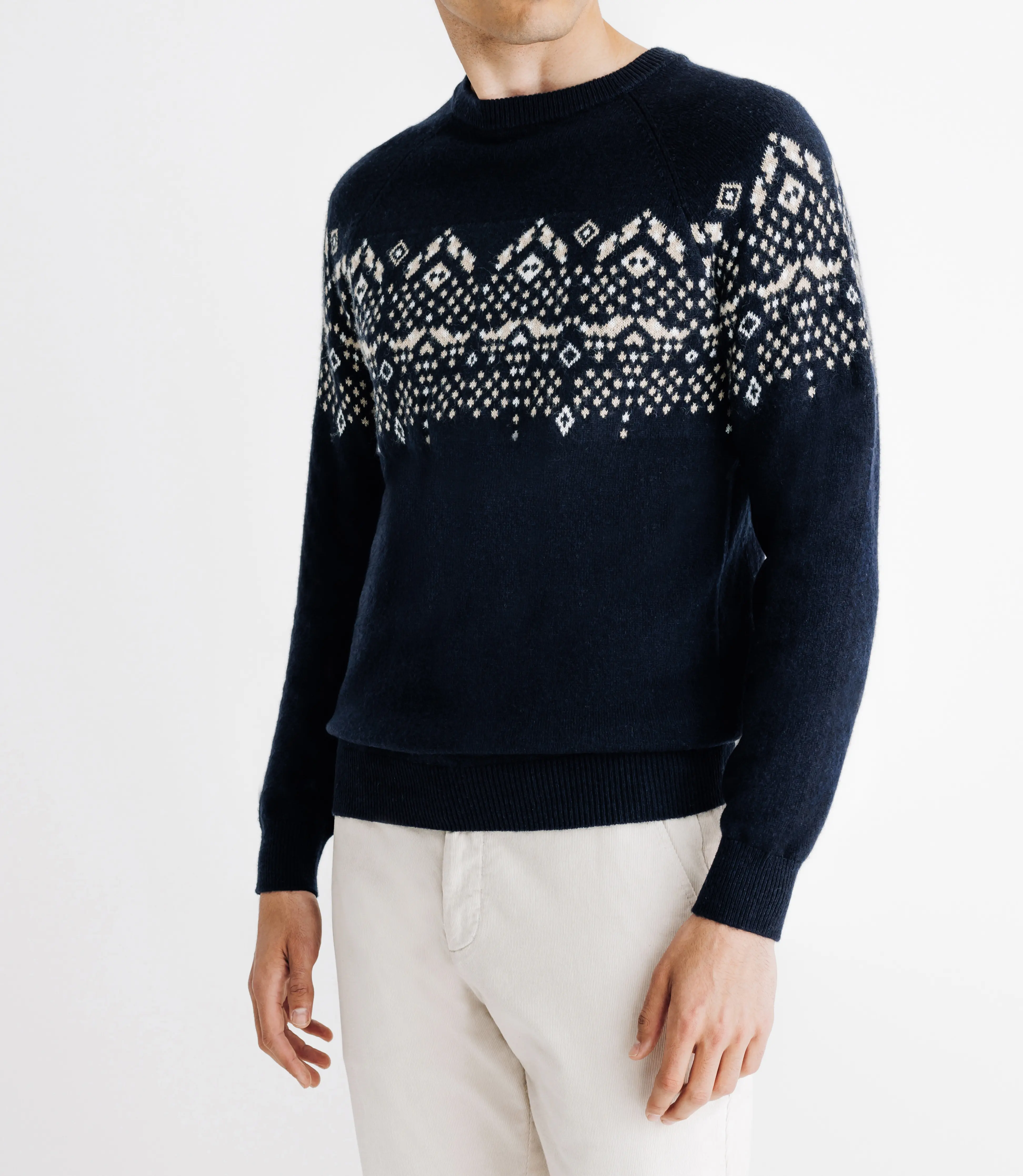 Pull en jacquard col rond marine