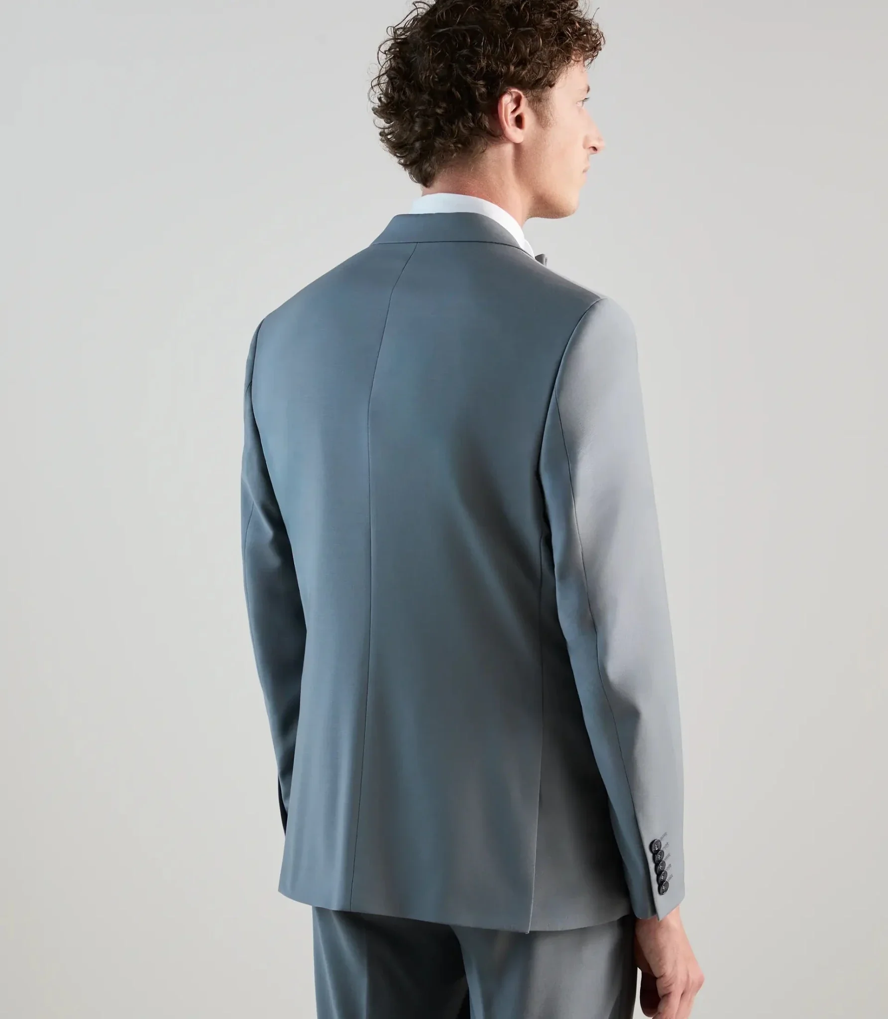 Costume 2 boutons en laine majoritaire bleu gris clair - Image 4