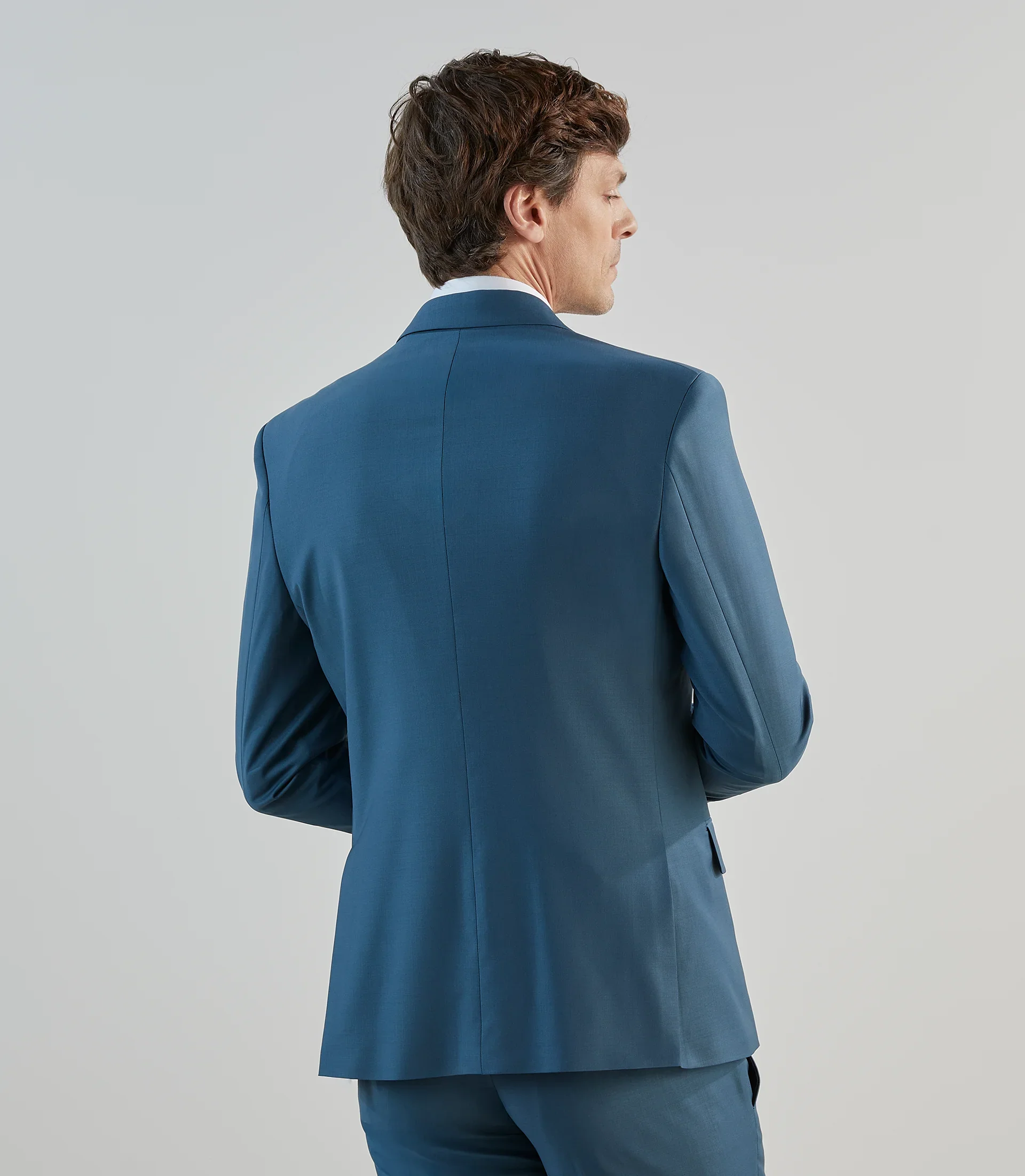 Costume 2 boutons en laine majoritaire bleu vert - Image 4