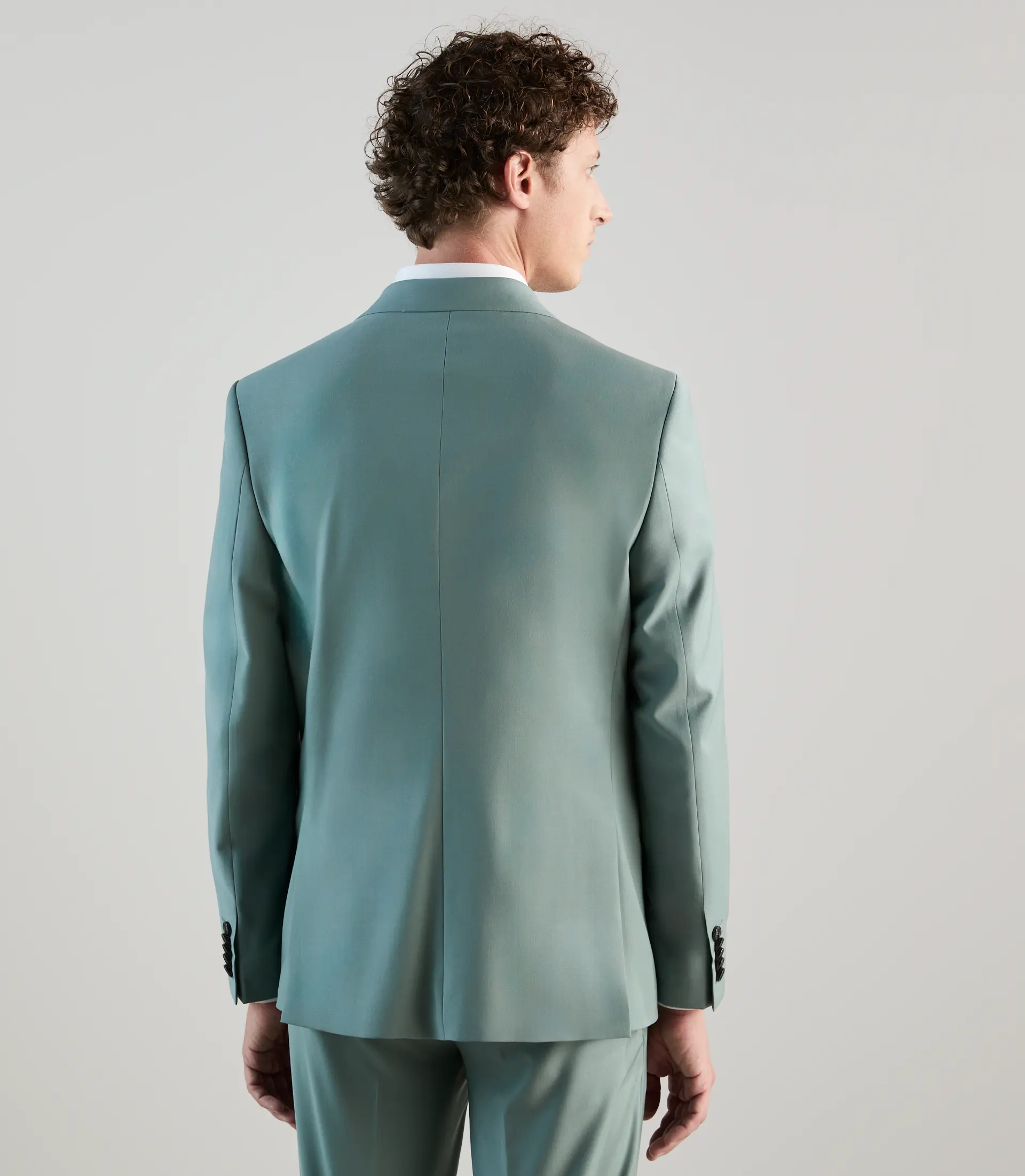 Costume 2 boutons en laine majoritaire vert clair - Image 4