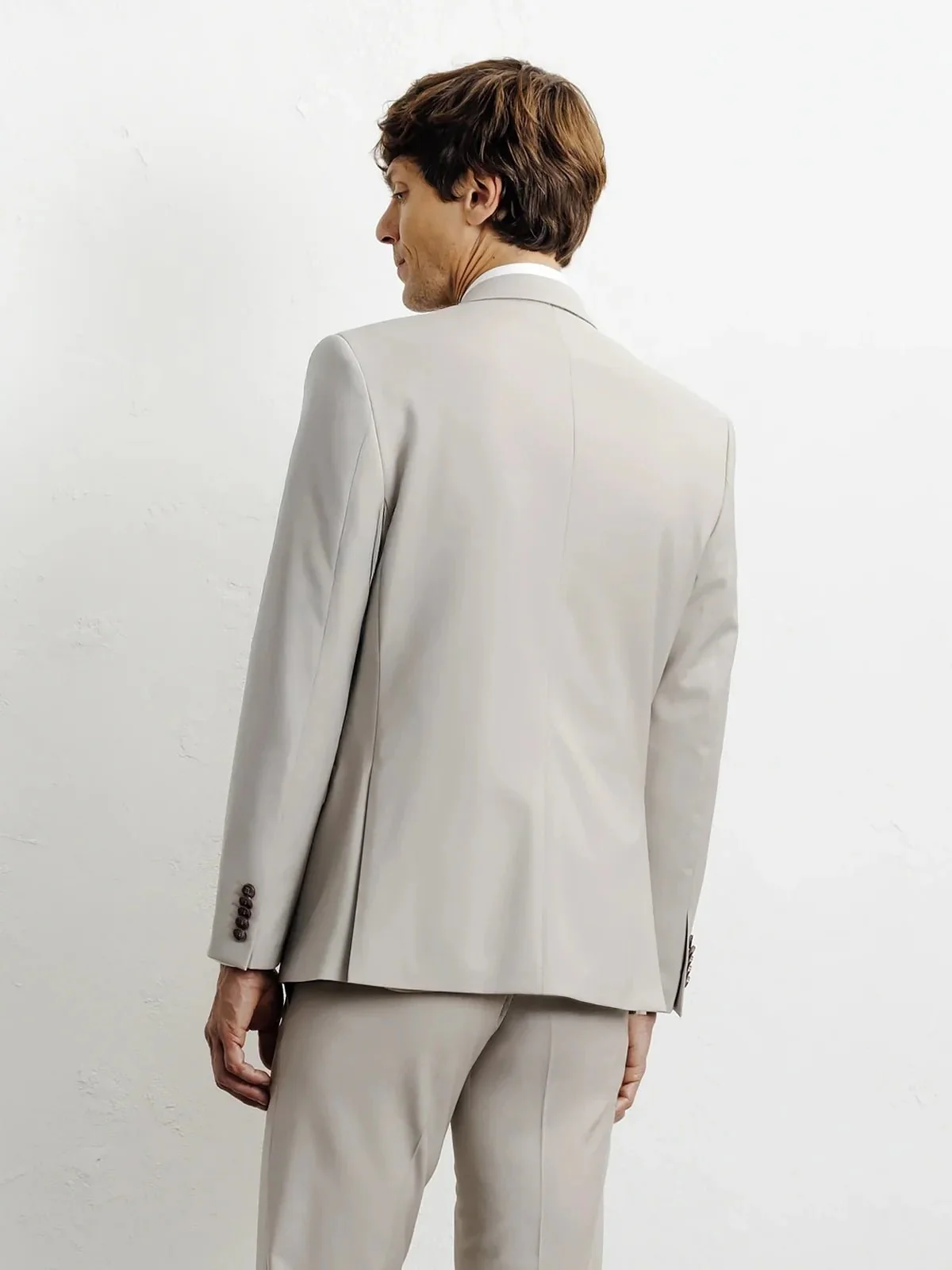 Costume 2 boutons laine beige - Image 4
