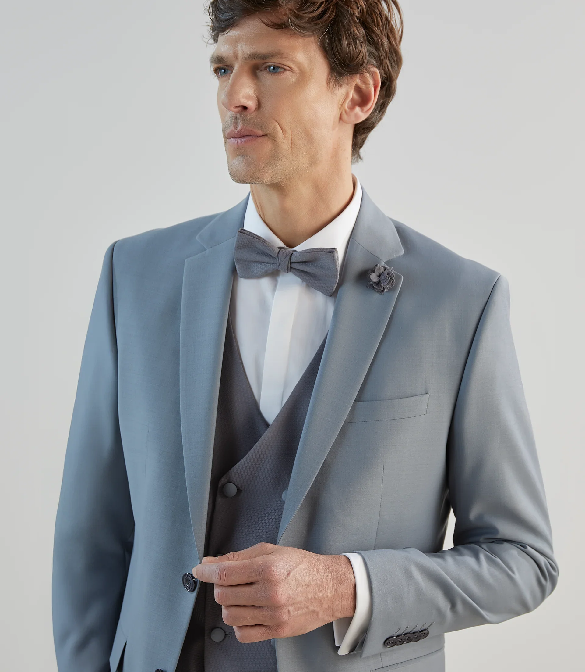 Costume 3 pièces de cérémonie bleu gris clair - Image 3
