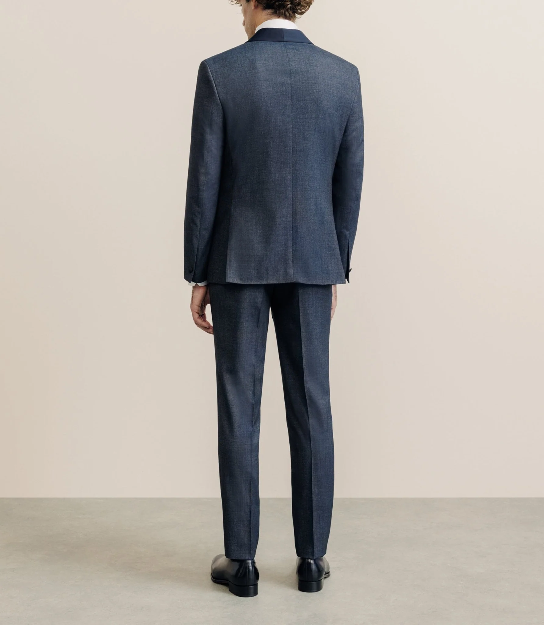 Costume col châle cérémonie bleu denim - Image 4