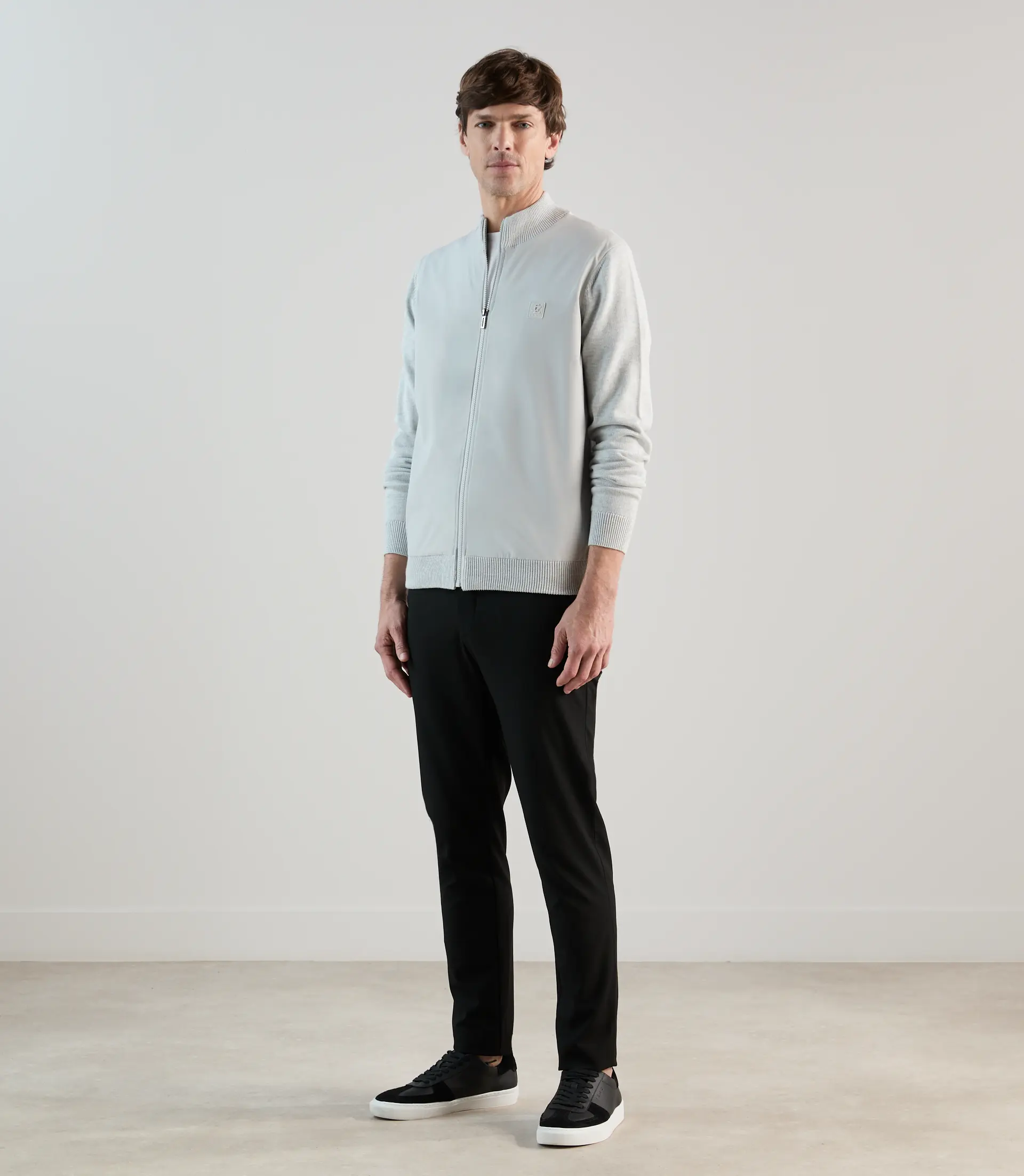 Gilet col montant bi-matière gris perle - Image 3