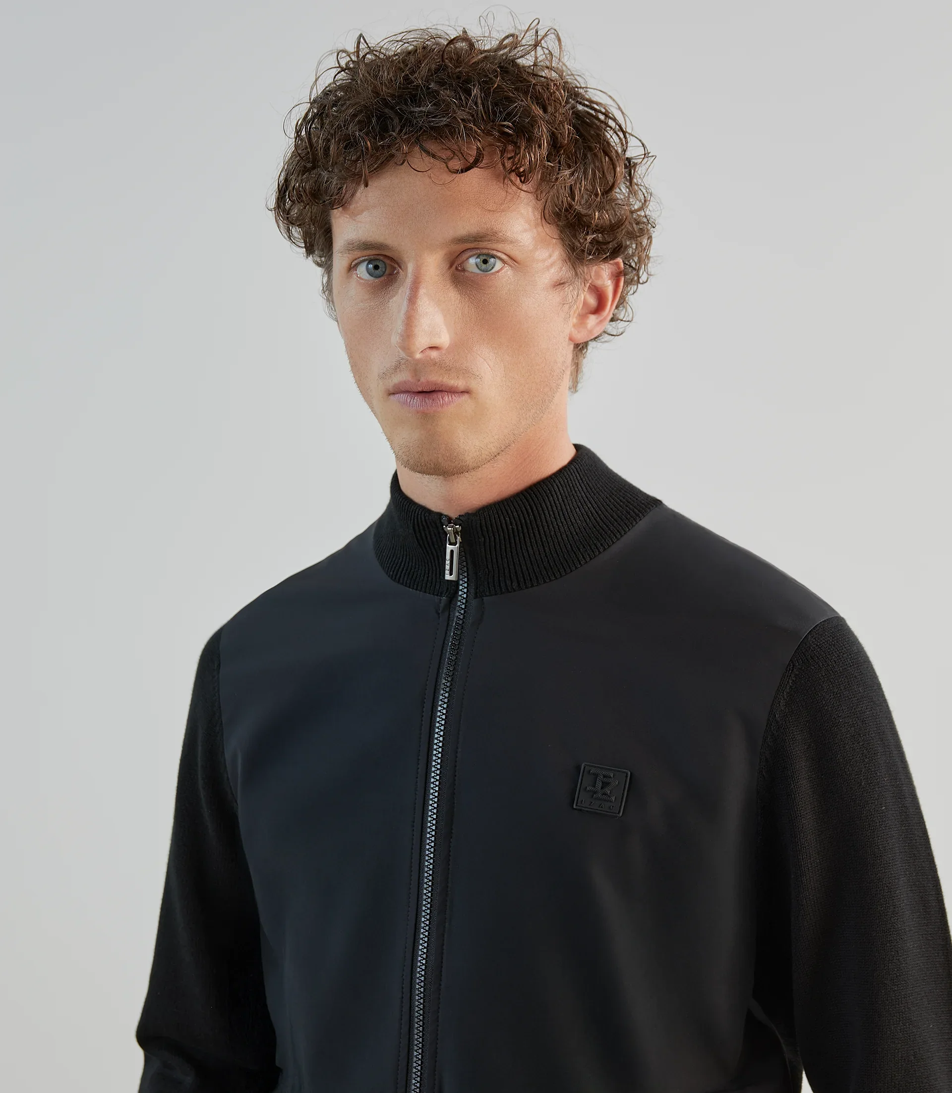 Gilet col montant bi-matière noir - Image 3