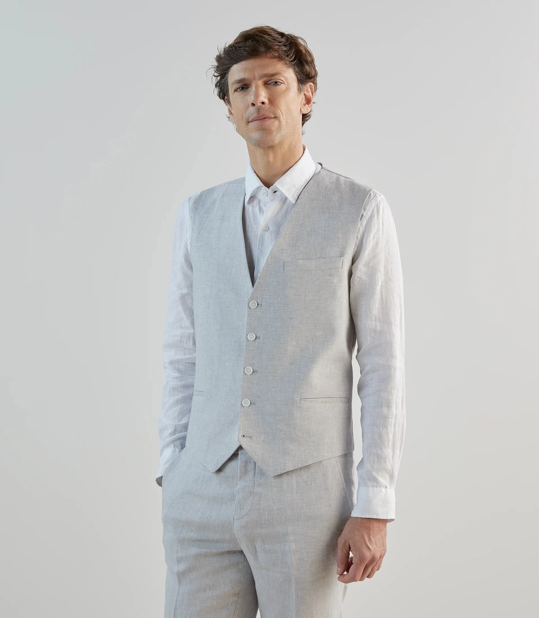 Gilet ville 100% lin gris