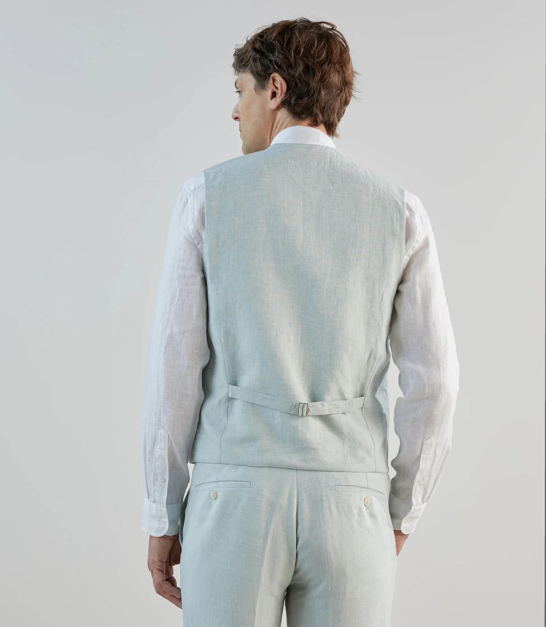 Gilet ville 100% lin vert d'eau - Image 3