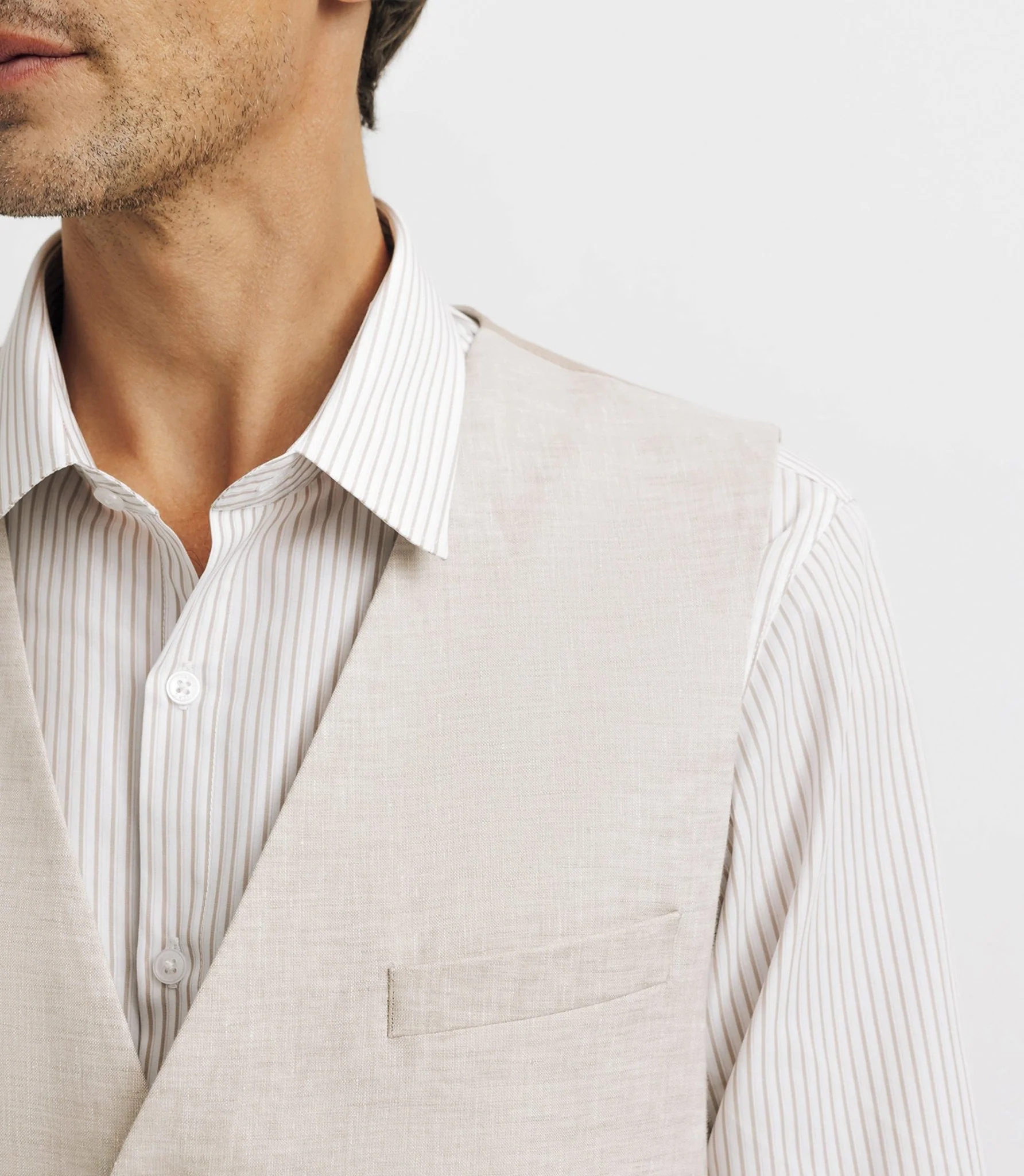 Gilet ville 100% lin beige - Image 2