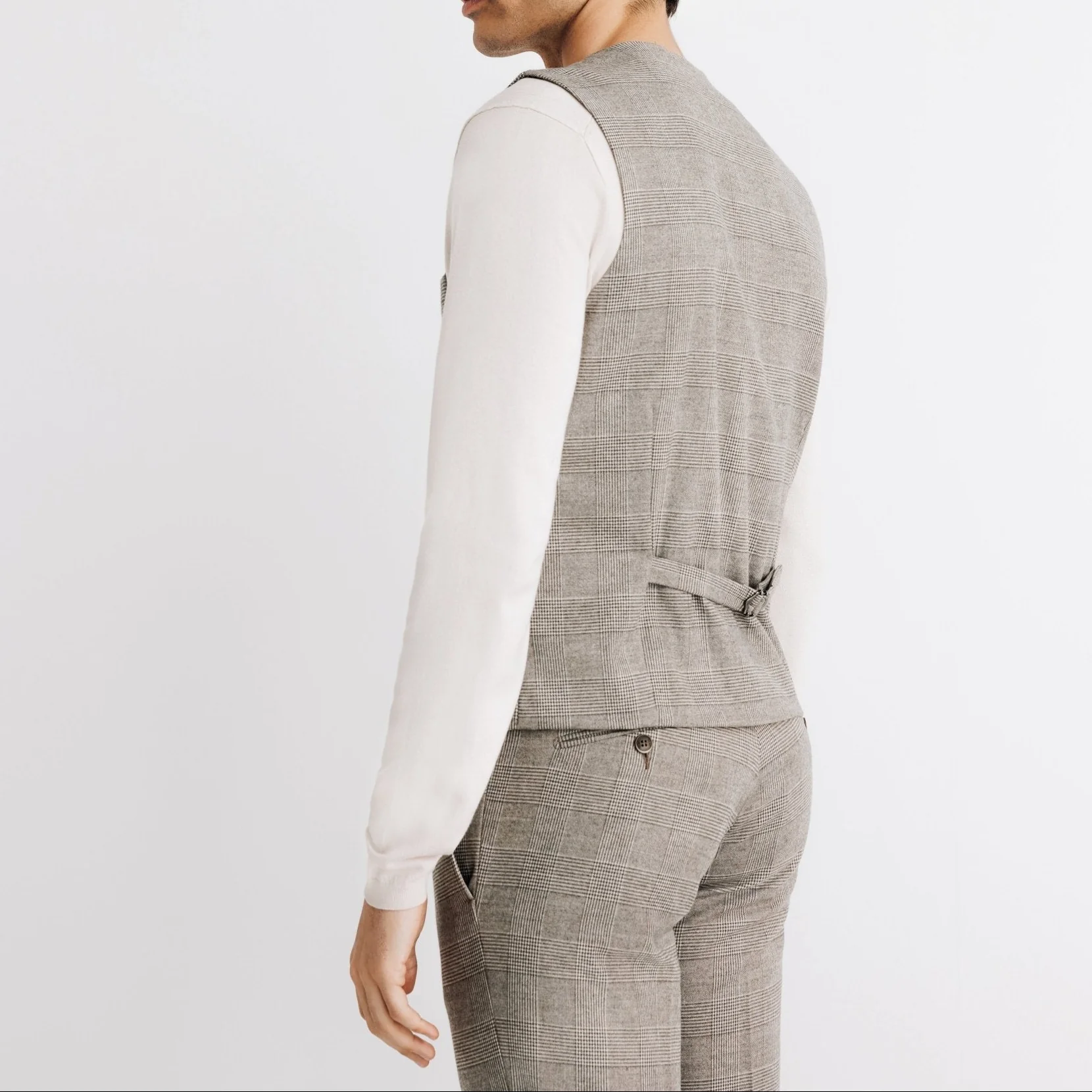 Gilet à carreaux beige - Image 2
