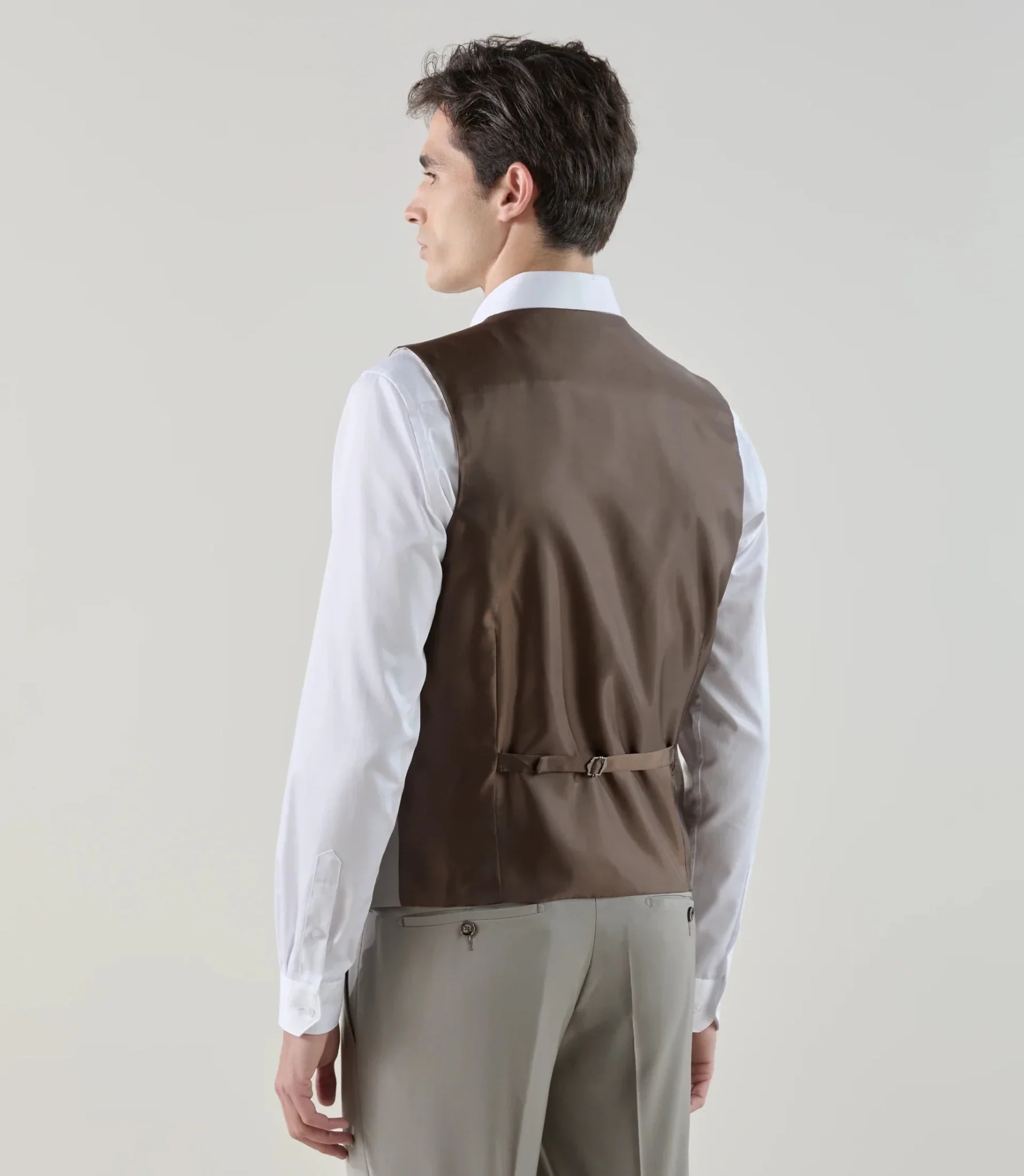 Gilet ville en laine majoritaire taupe - Image 3