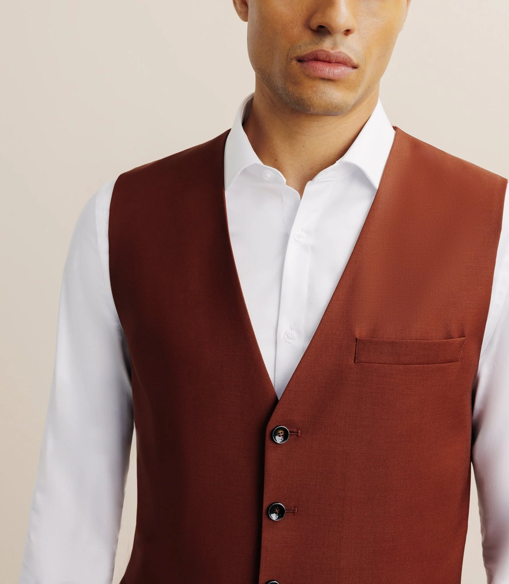Gilet ville en laine majoritaire terracotta - Image 2