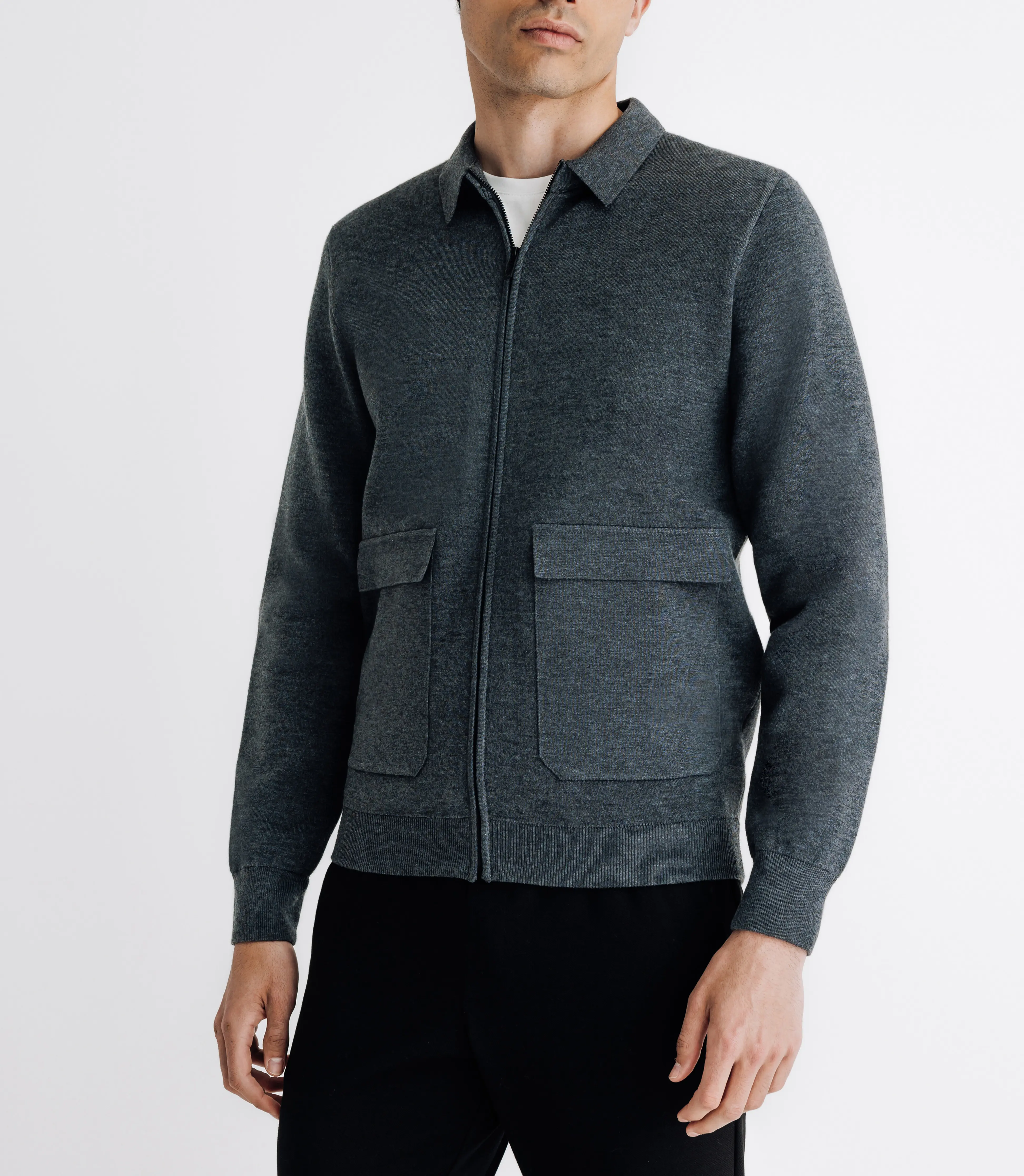Pull cardigan zippé anthracite - Image 2