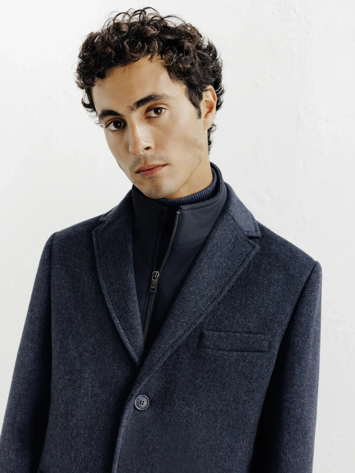 Manteau ville à parmenture amovible bleu denim - Image 2
