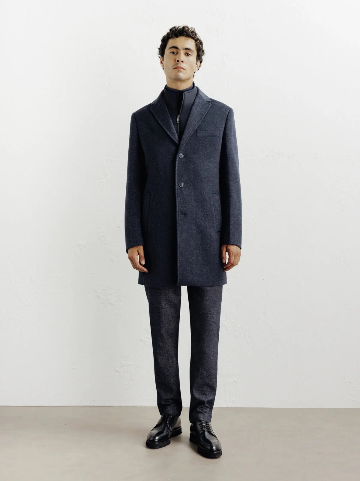 Manteau ville à parmenture amovible bleu denim - Image 3