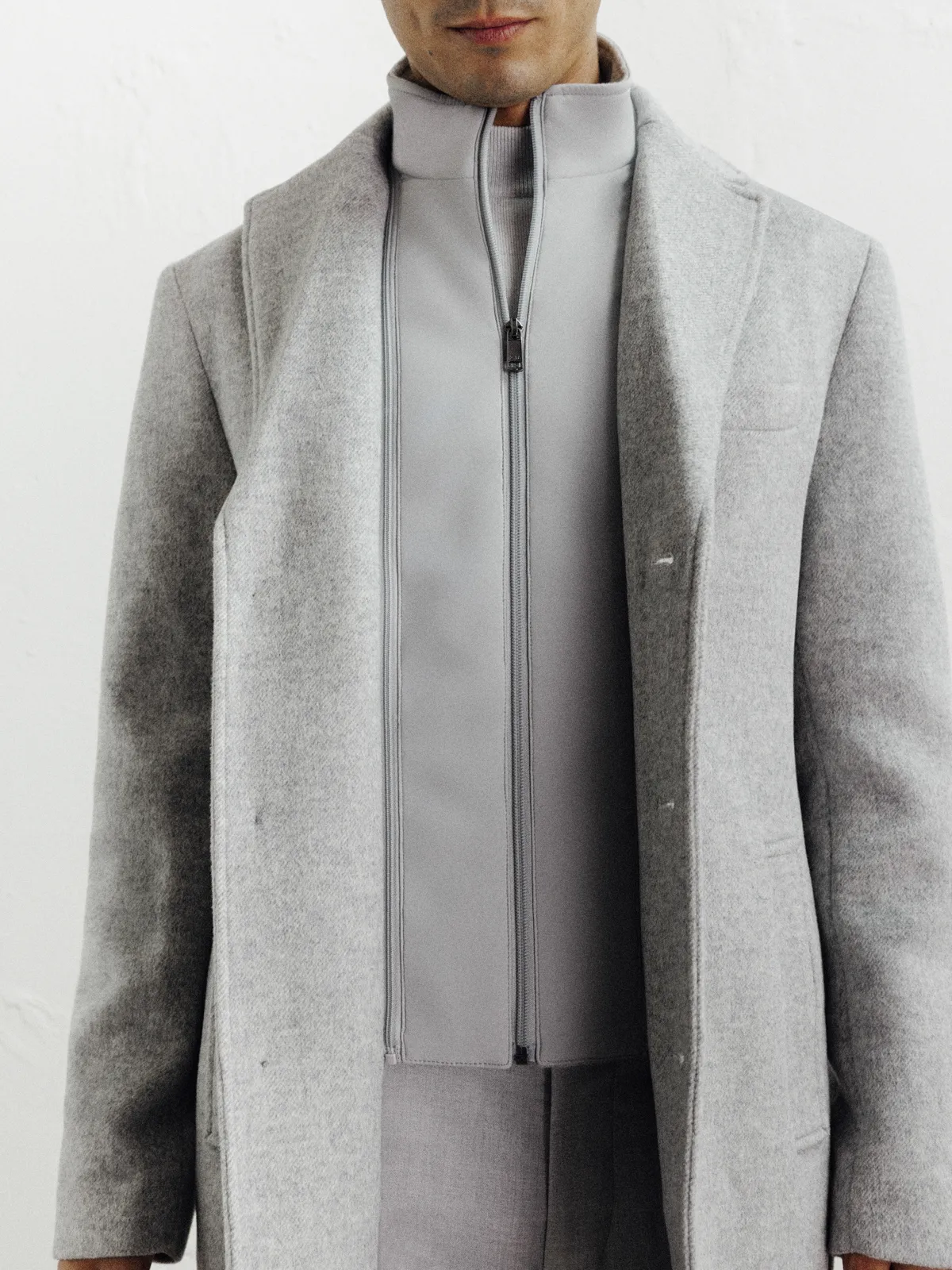 Manteau ville à parmenture amovible gris clair - Image 5
