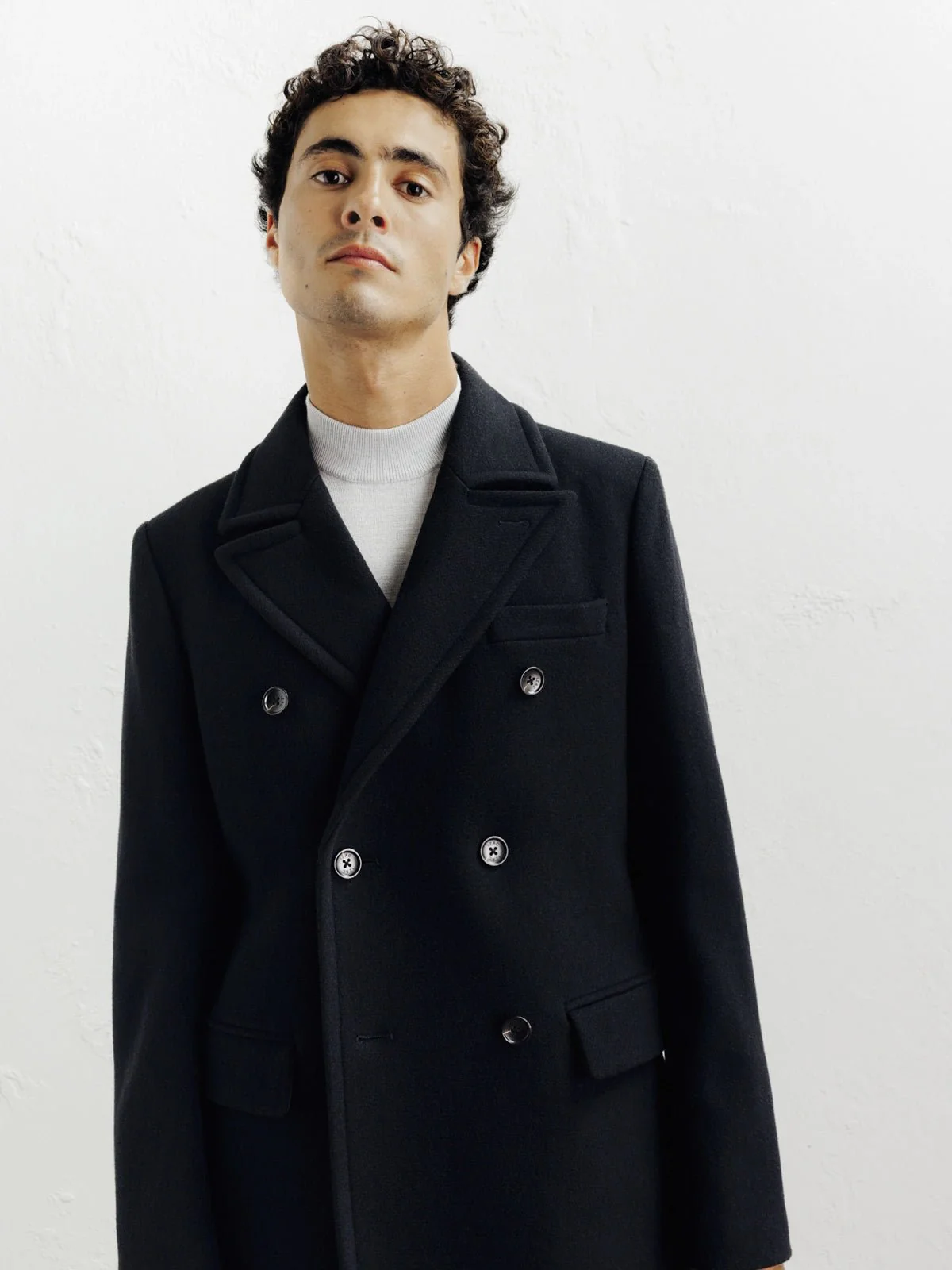 Manteau ville croisé noir - Image 2
