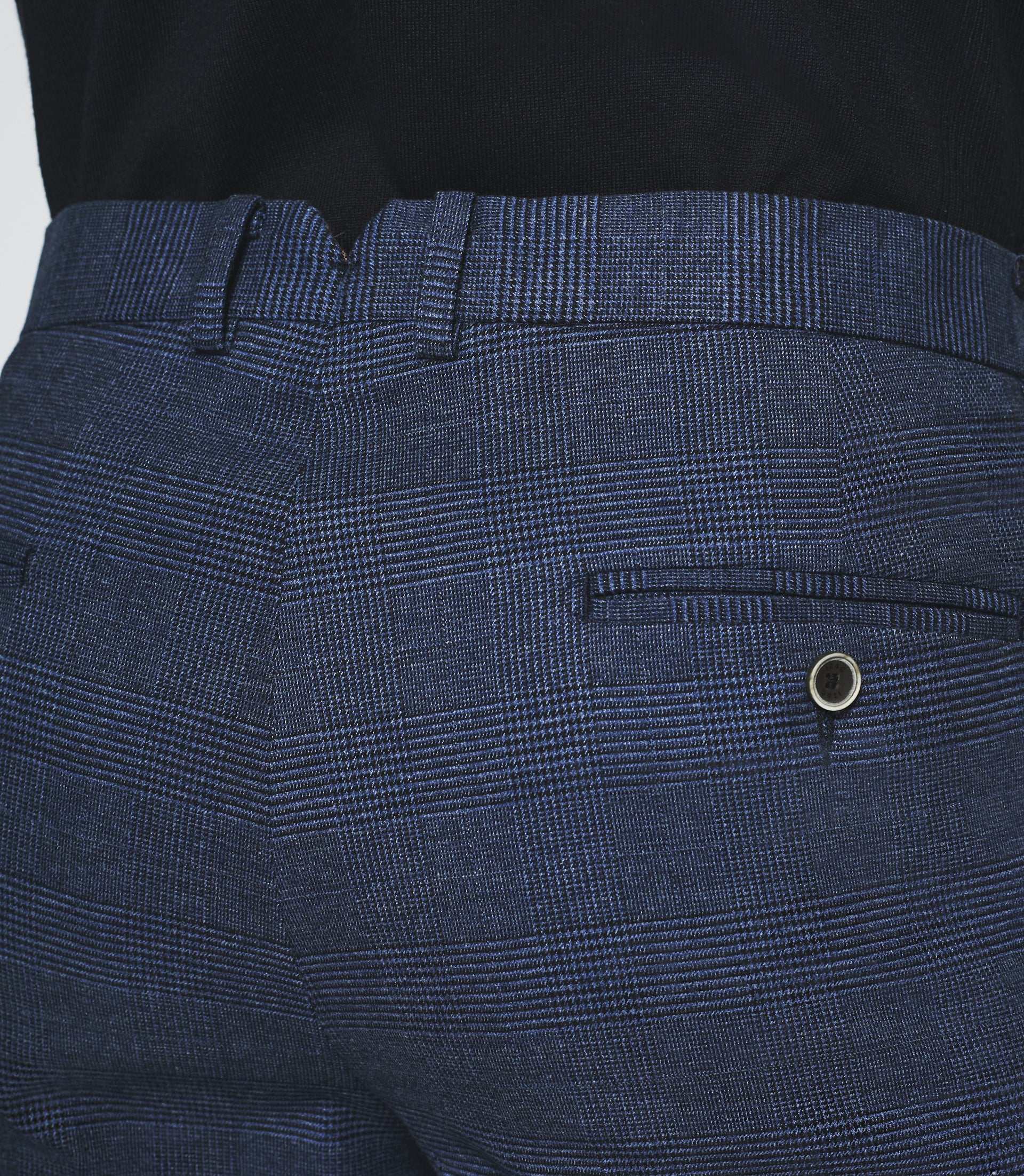 Pantalon ville à carreaux esprit Prince de Galles marine FSWING - Image 4