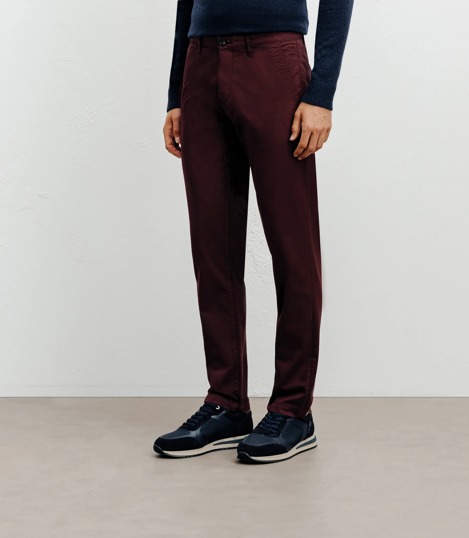 Pantalon coton stretch bordeaux