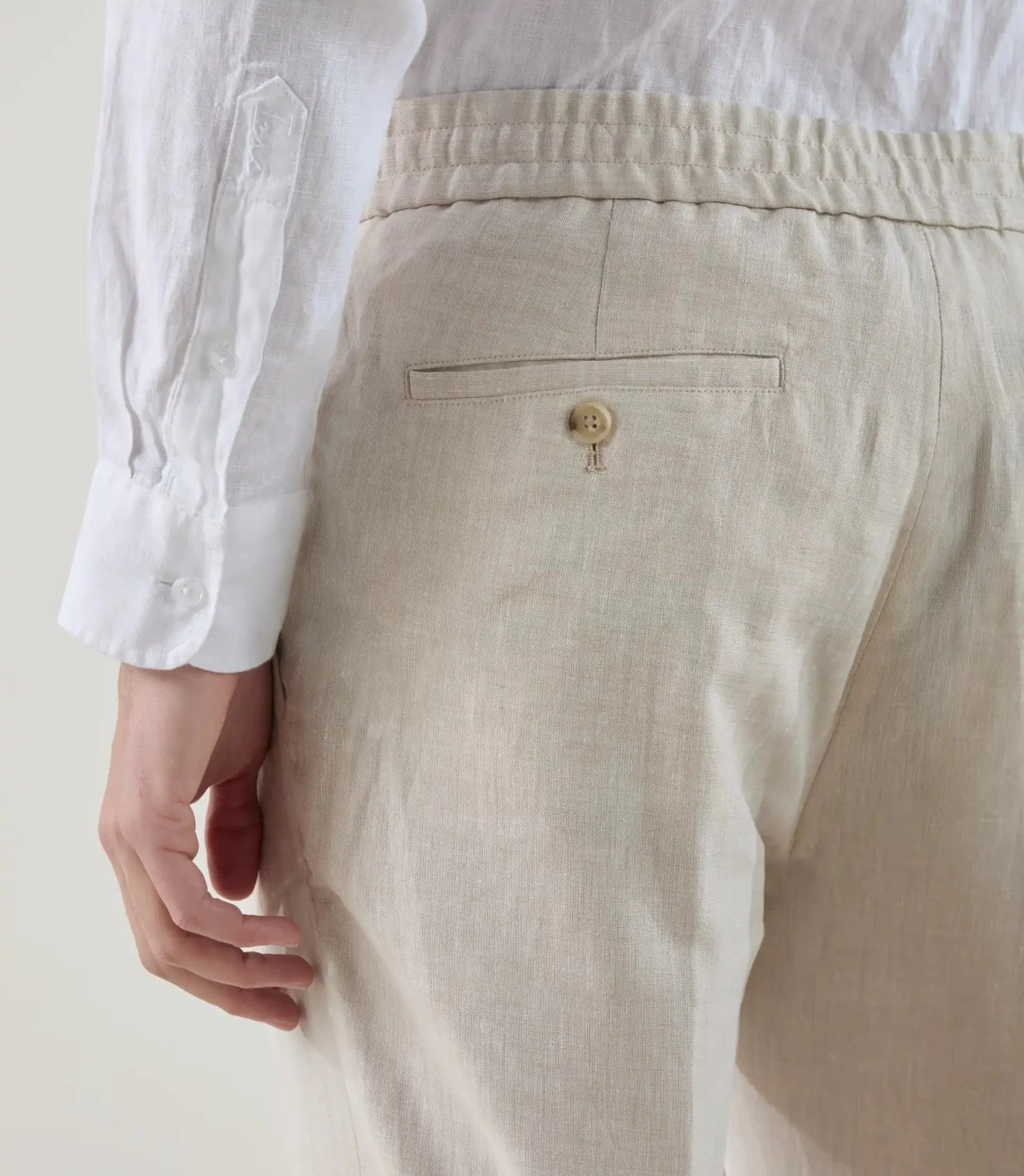 Pantalon ville 100 % lin beige - Image 3