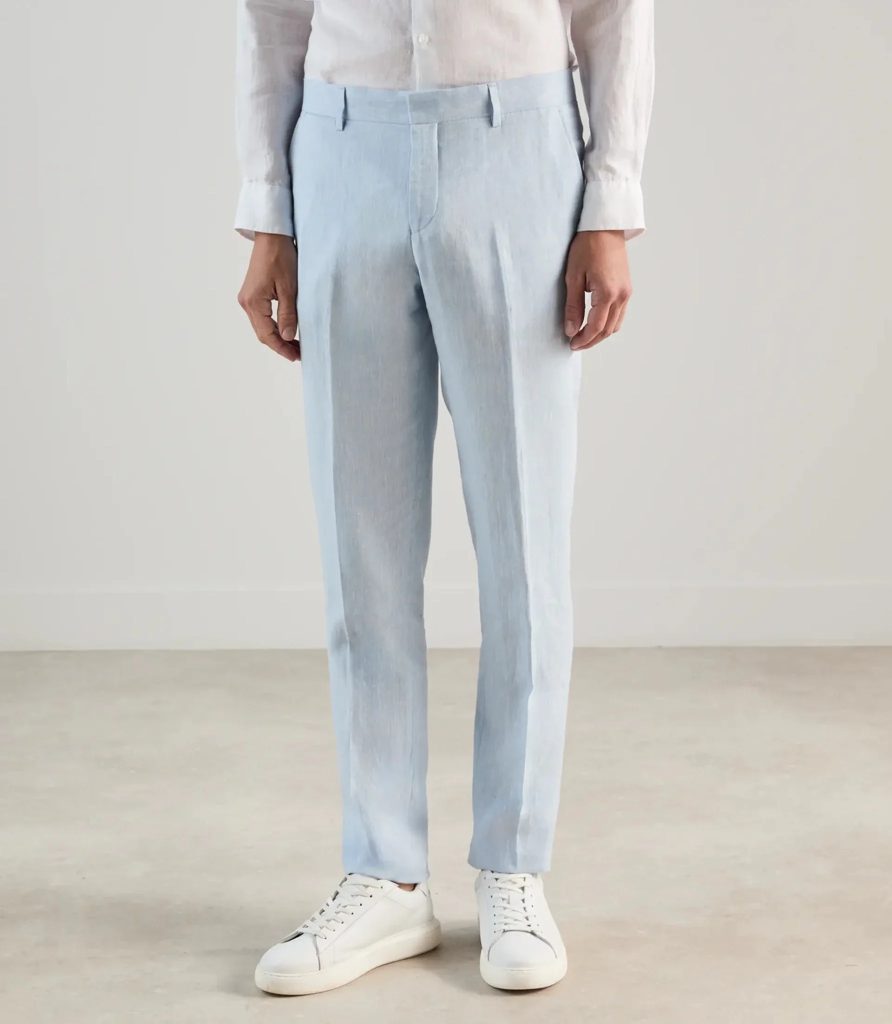 Pantalon ville 100% lin bleu ciel