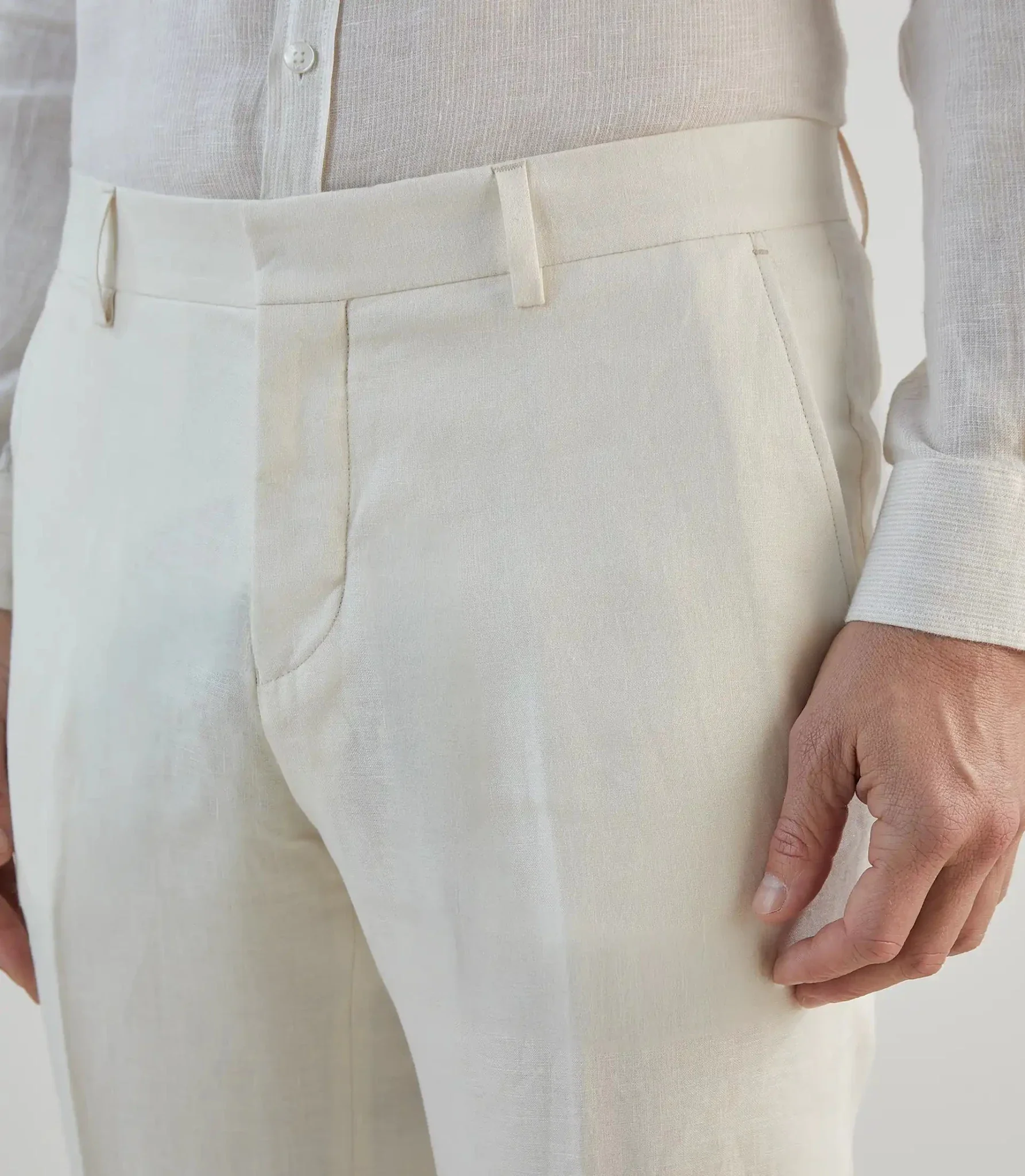 Pantalon ville 100% lin écru - Image 2