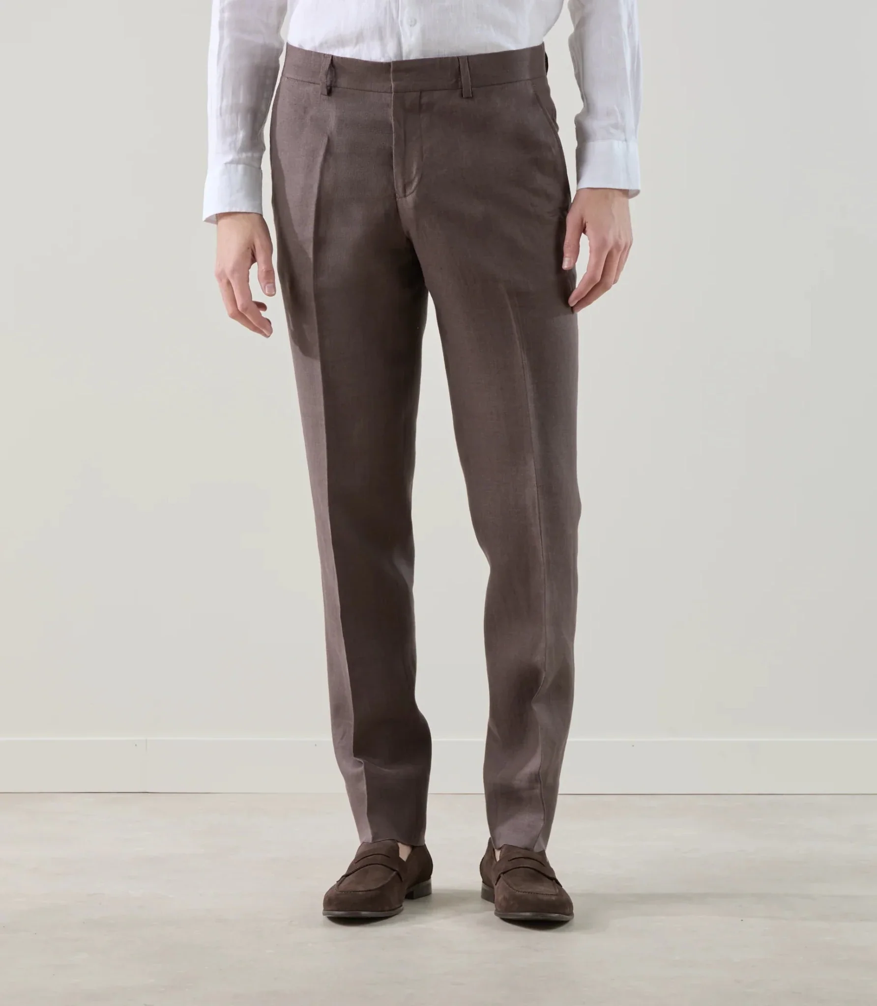 Pantalon ville 100% lin marron