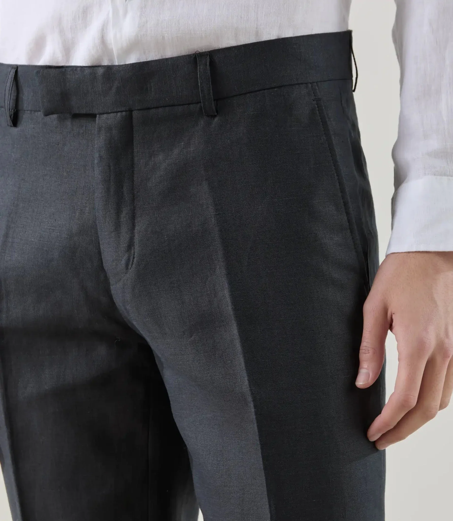 Pantalon ville 100% lin noir - Image 2