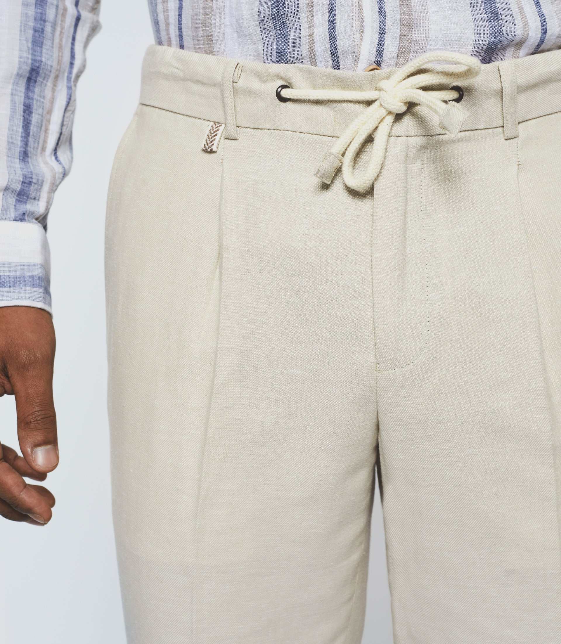 Pantalon ville en lin beige "Balicio" - Image 3