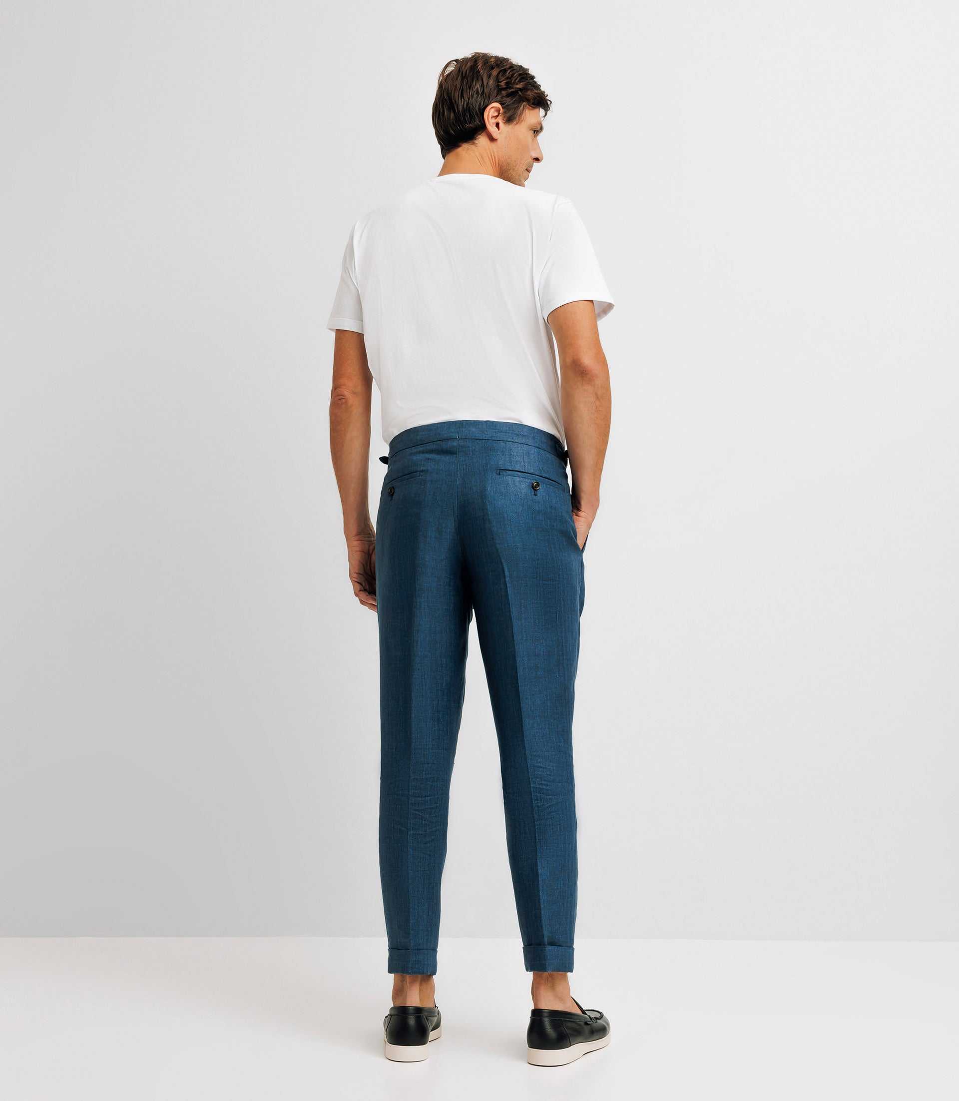 Pantalon ville 100% lin bleu indigo - Image 4