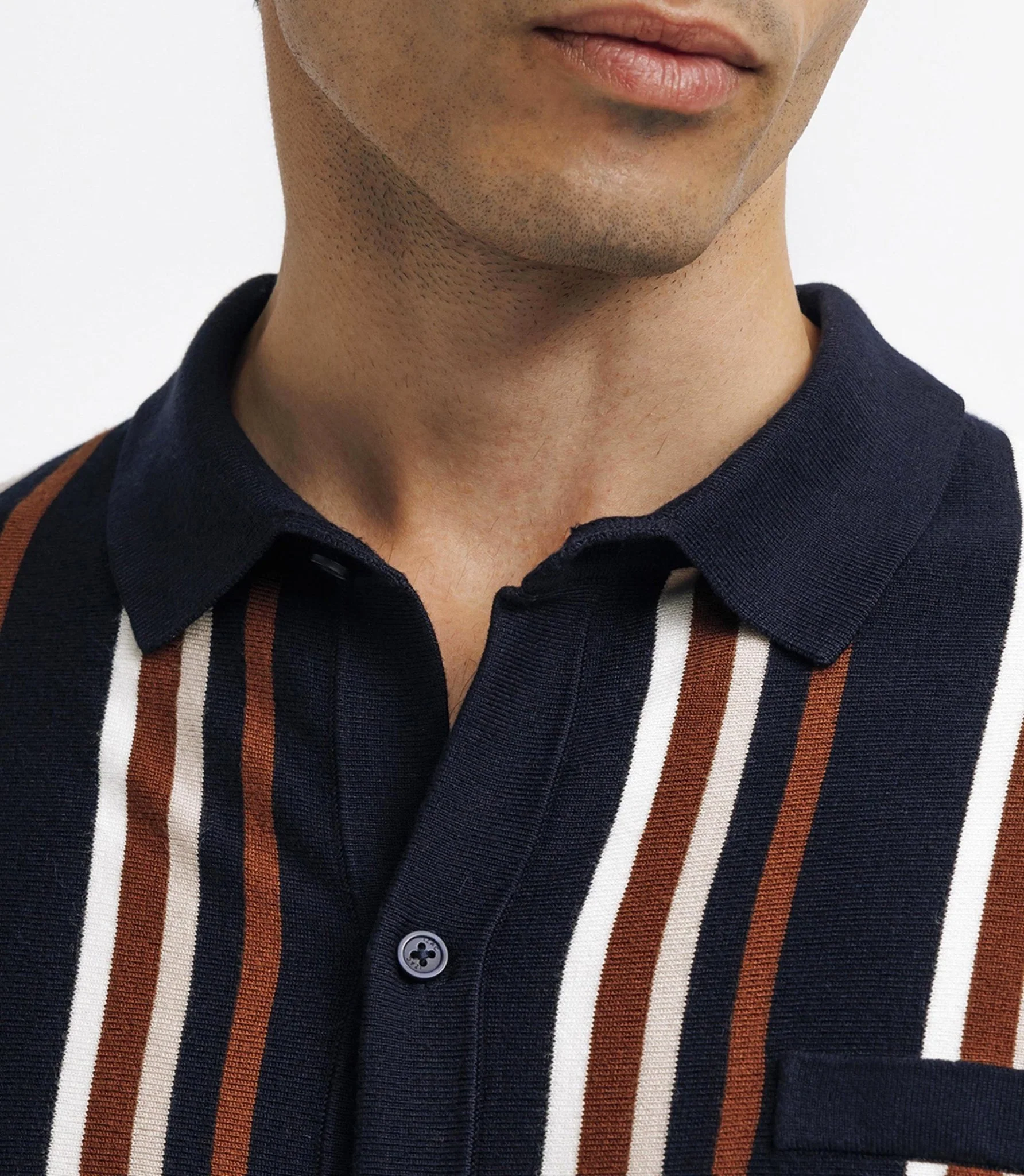 Polo en maille rayé marine - Image 4