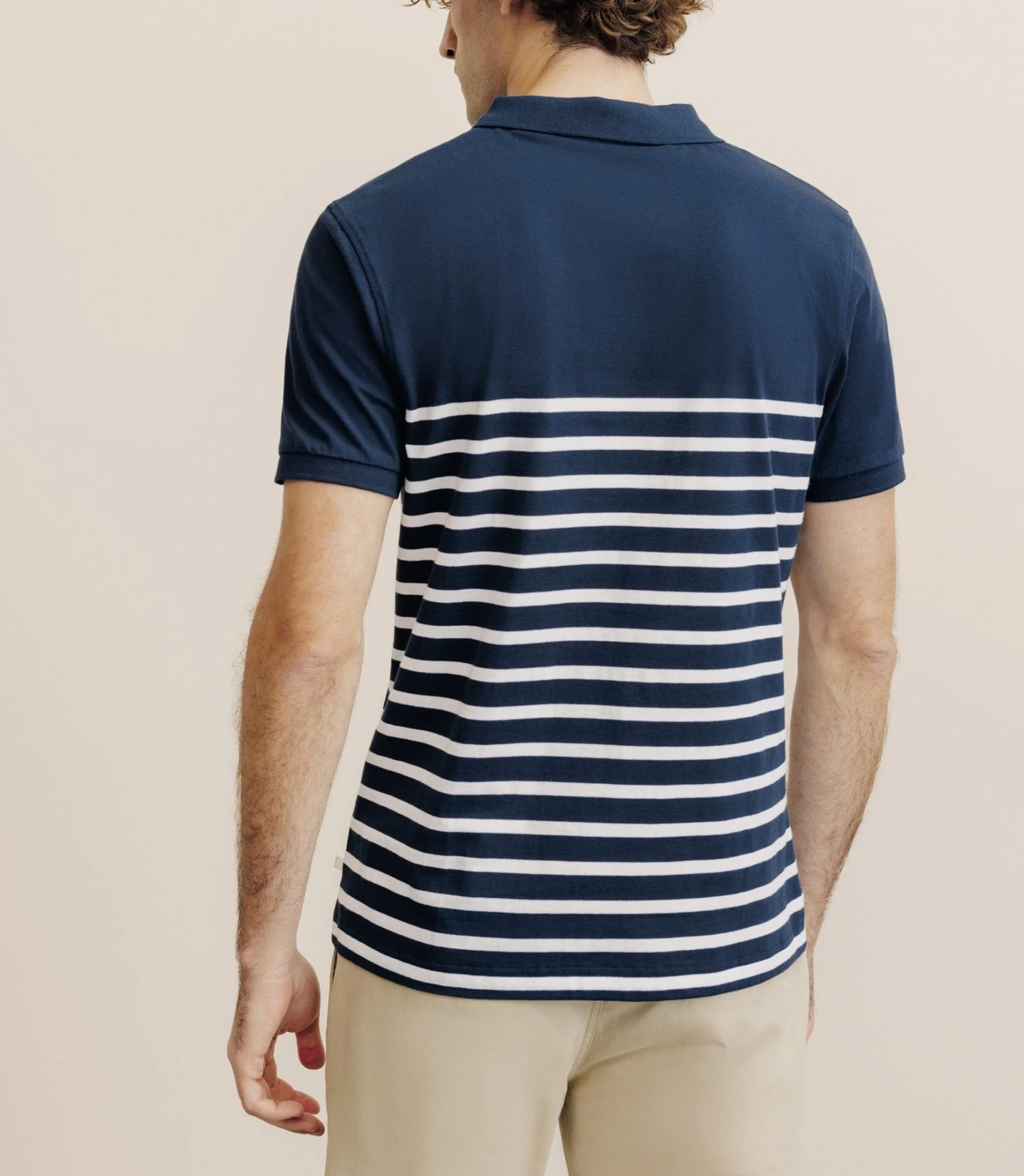 Polo boutonné marinière marine - Image 4