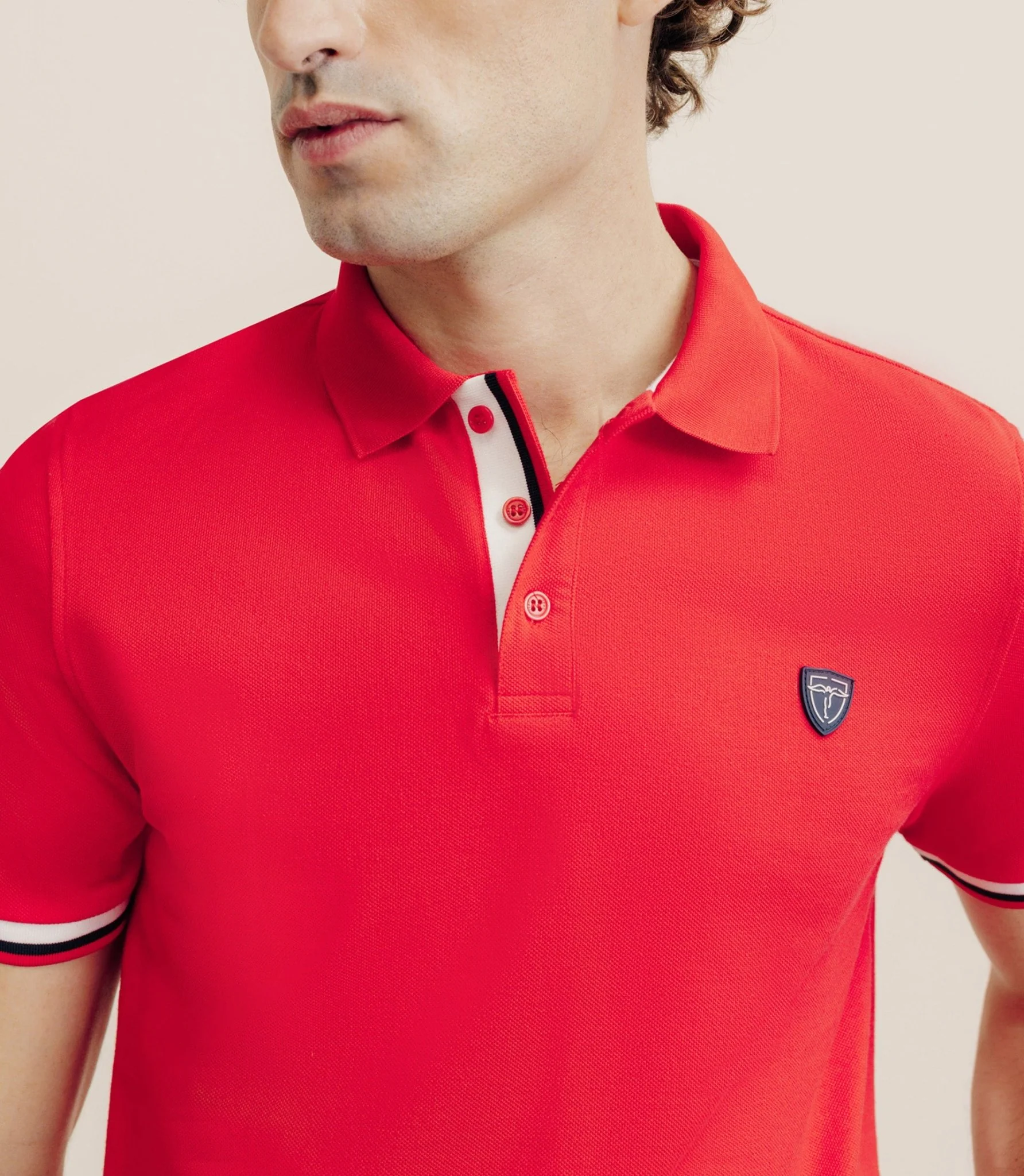 Polo à contraste rouge - Image 2
