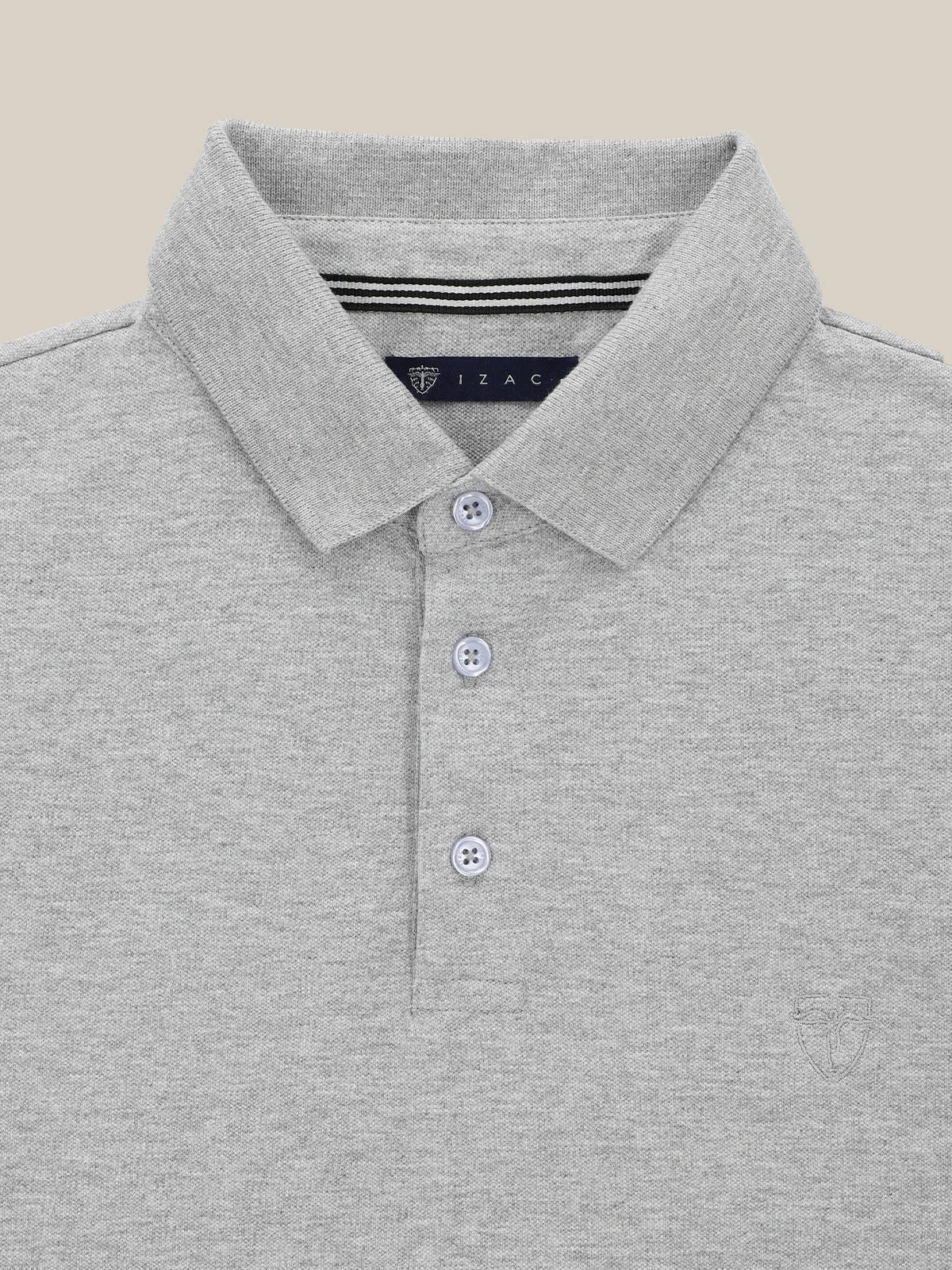 Polo boutonné piqué gris chine - Image 2