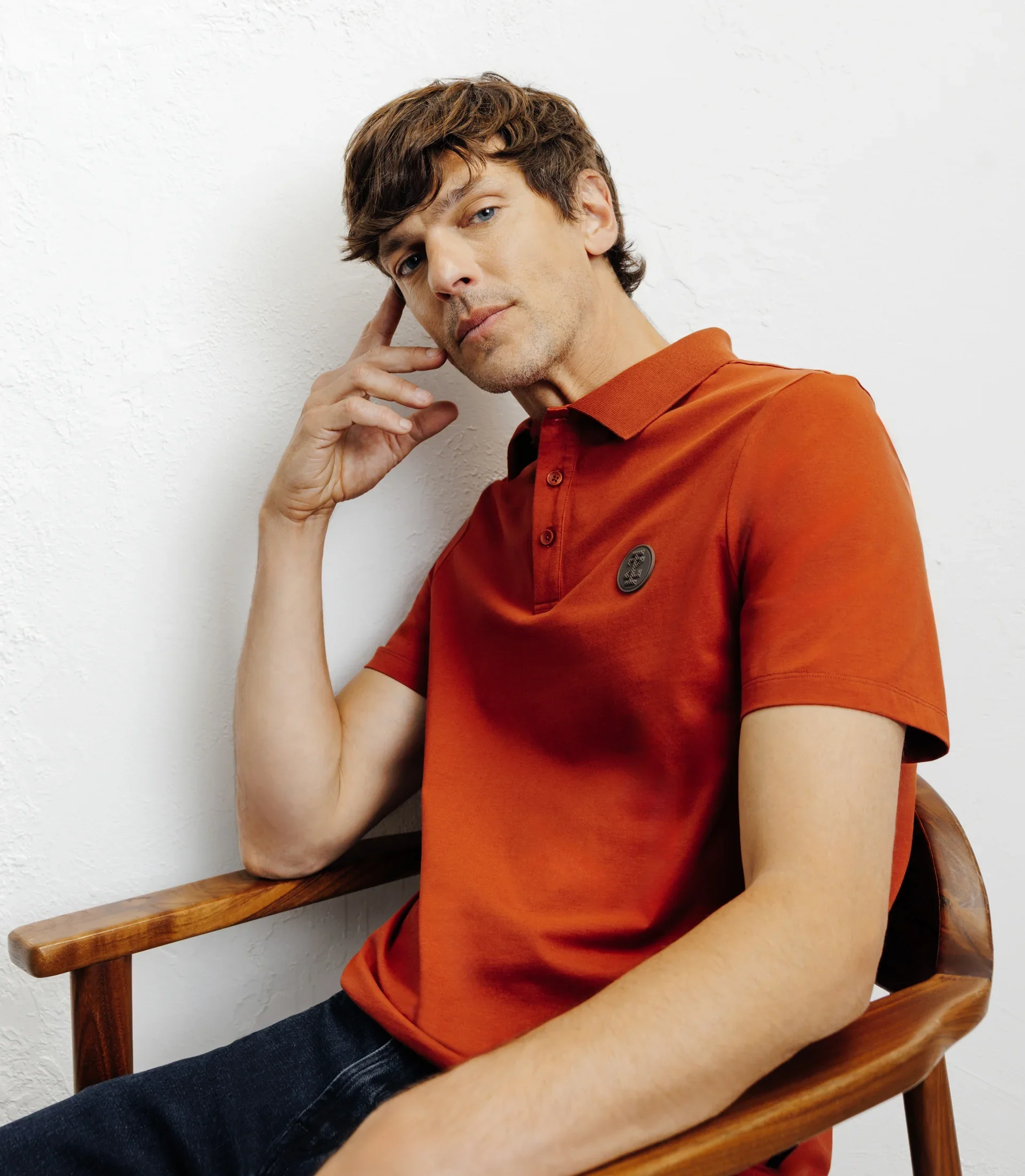 Polo boutonné rouge clair - Image 5