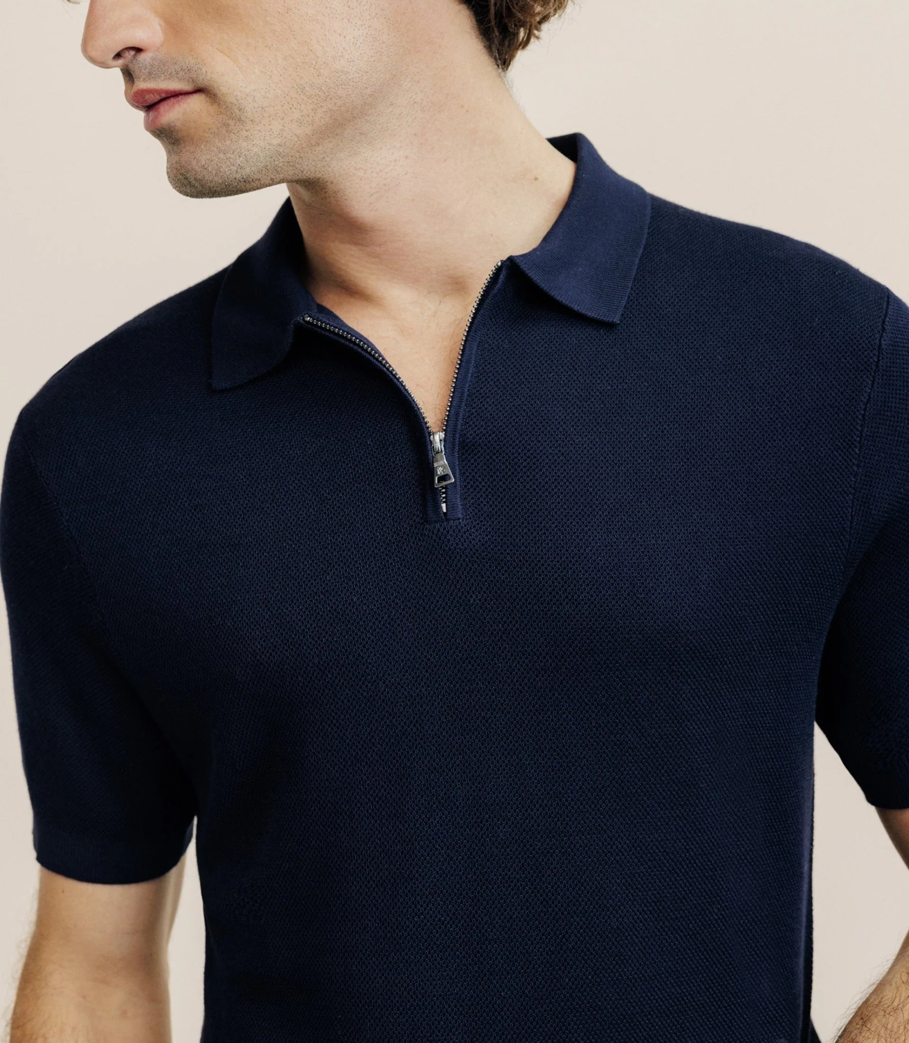 Polo col zip marine - Image 2