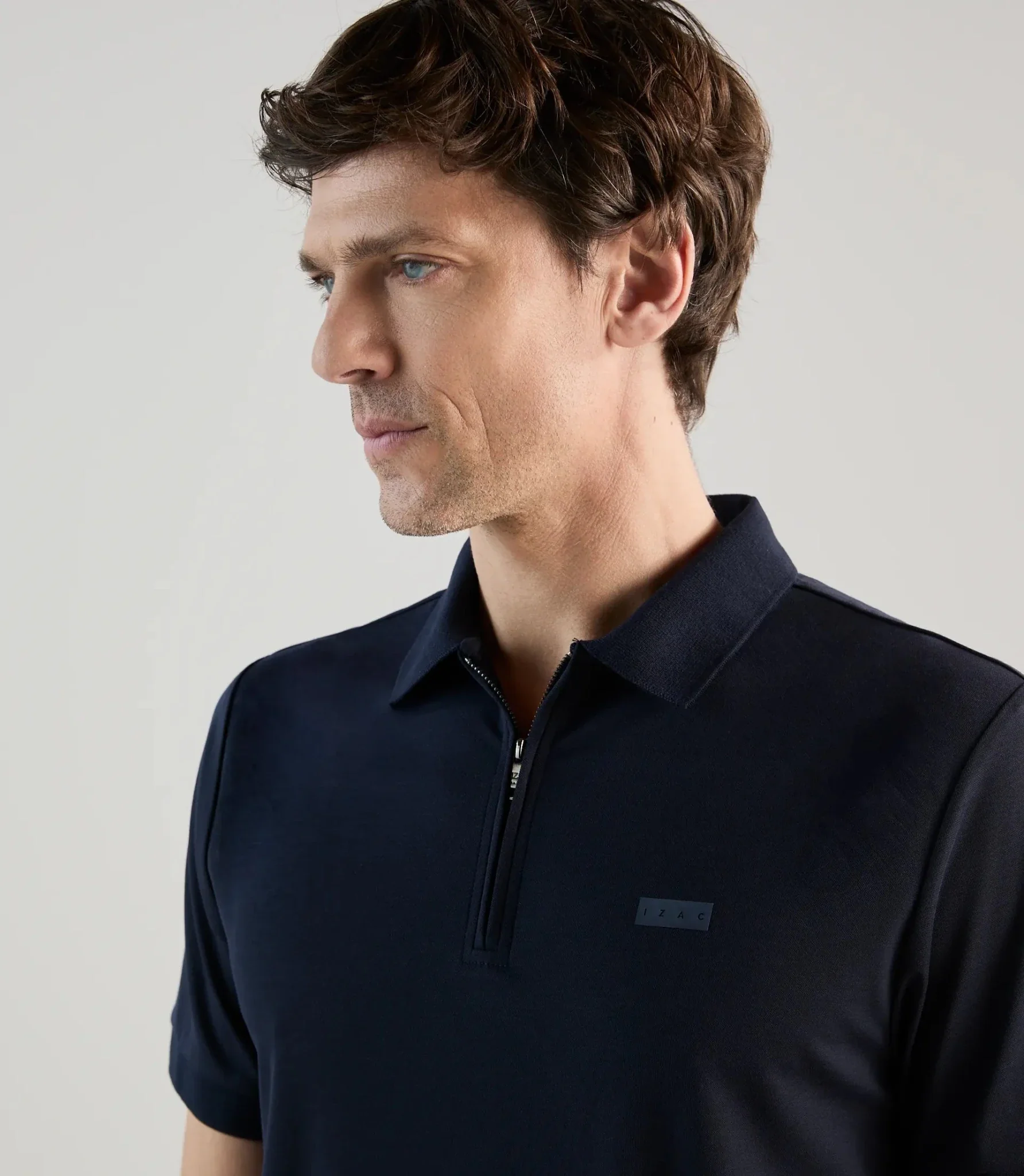 Polo en jersey col zippé marine - Image 2