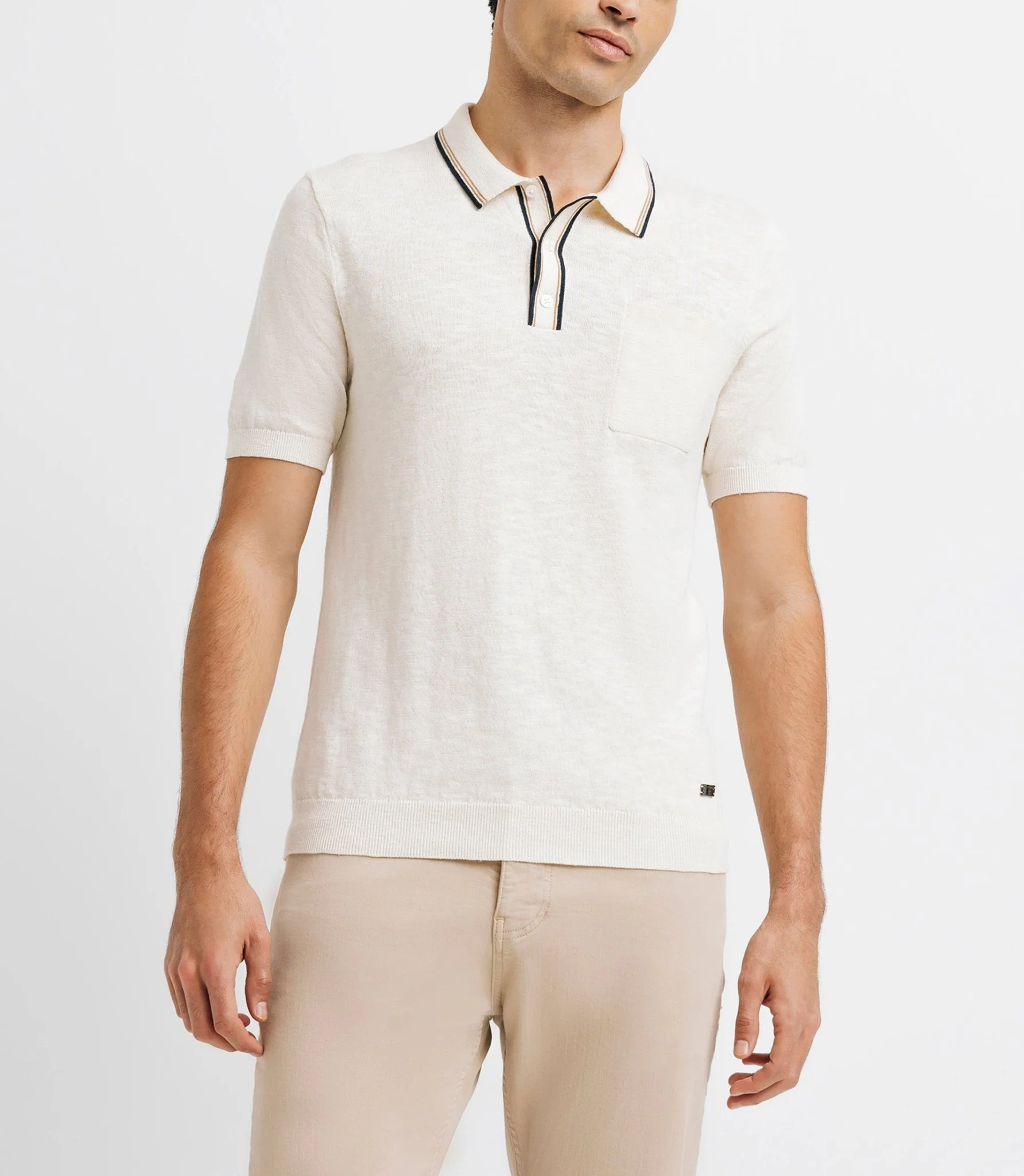 Polo en maille uni ecru - Image 3