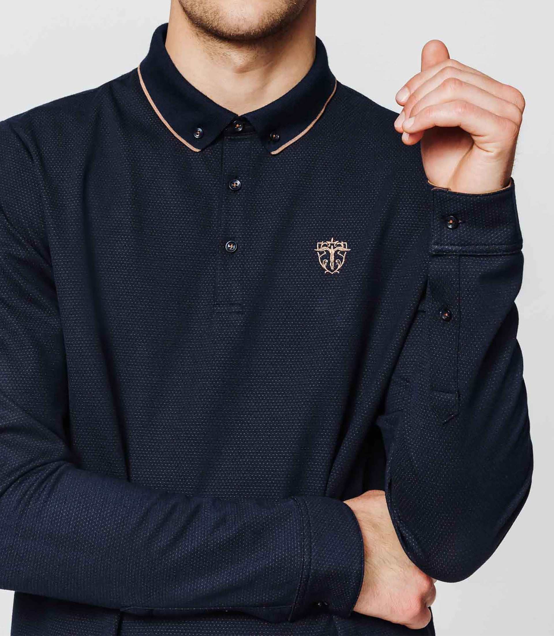 Polo jacquard marine - Image 3