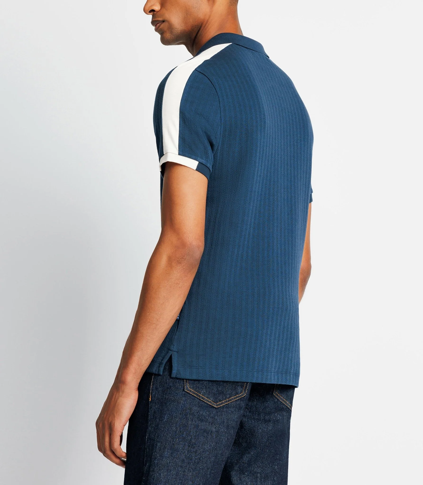 Polo gravé en coton marine - Image 3
