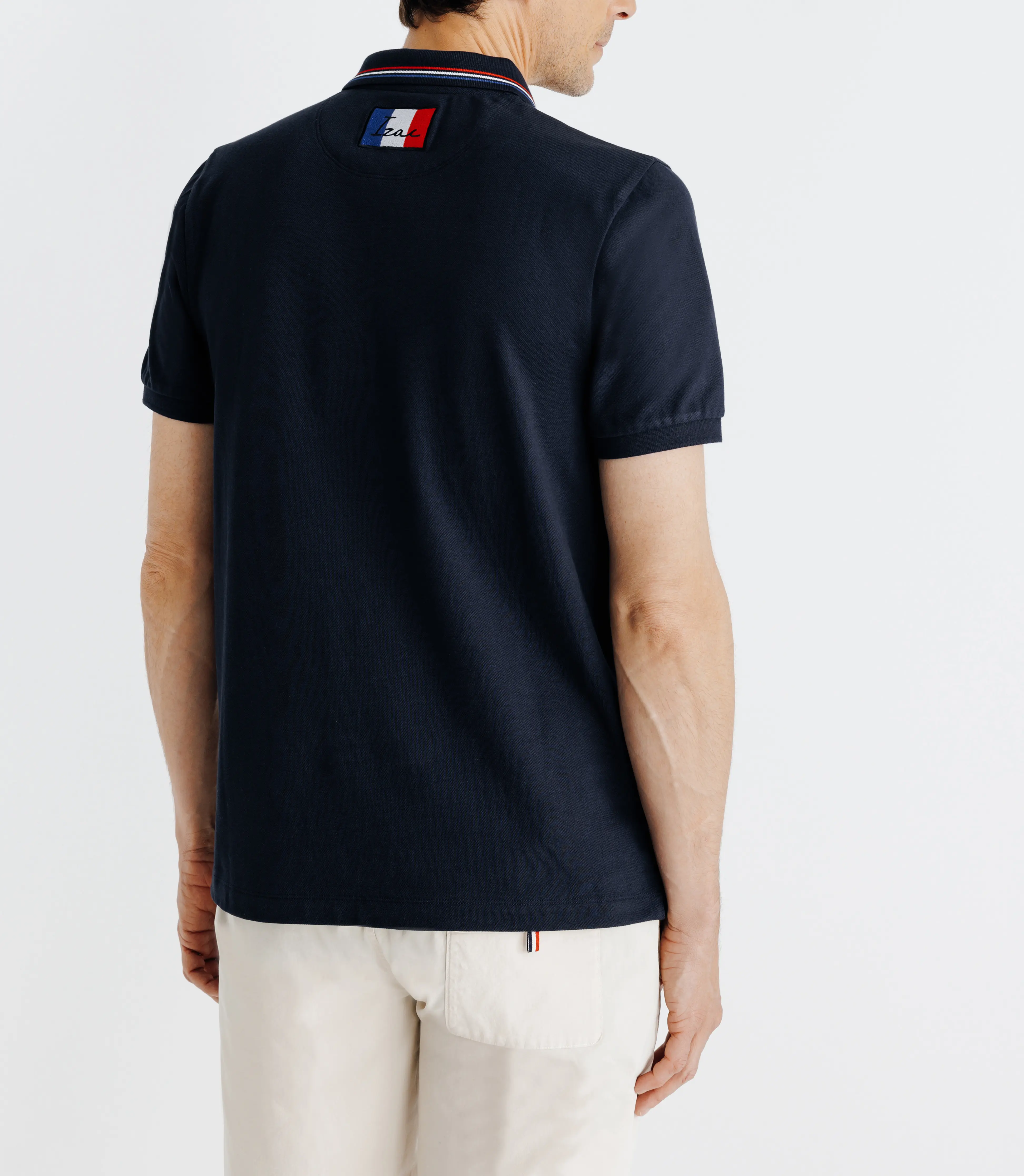 Polo piqué boutonné marine - Image 4