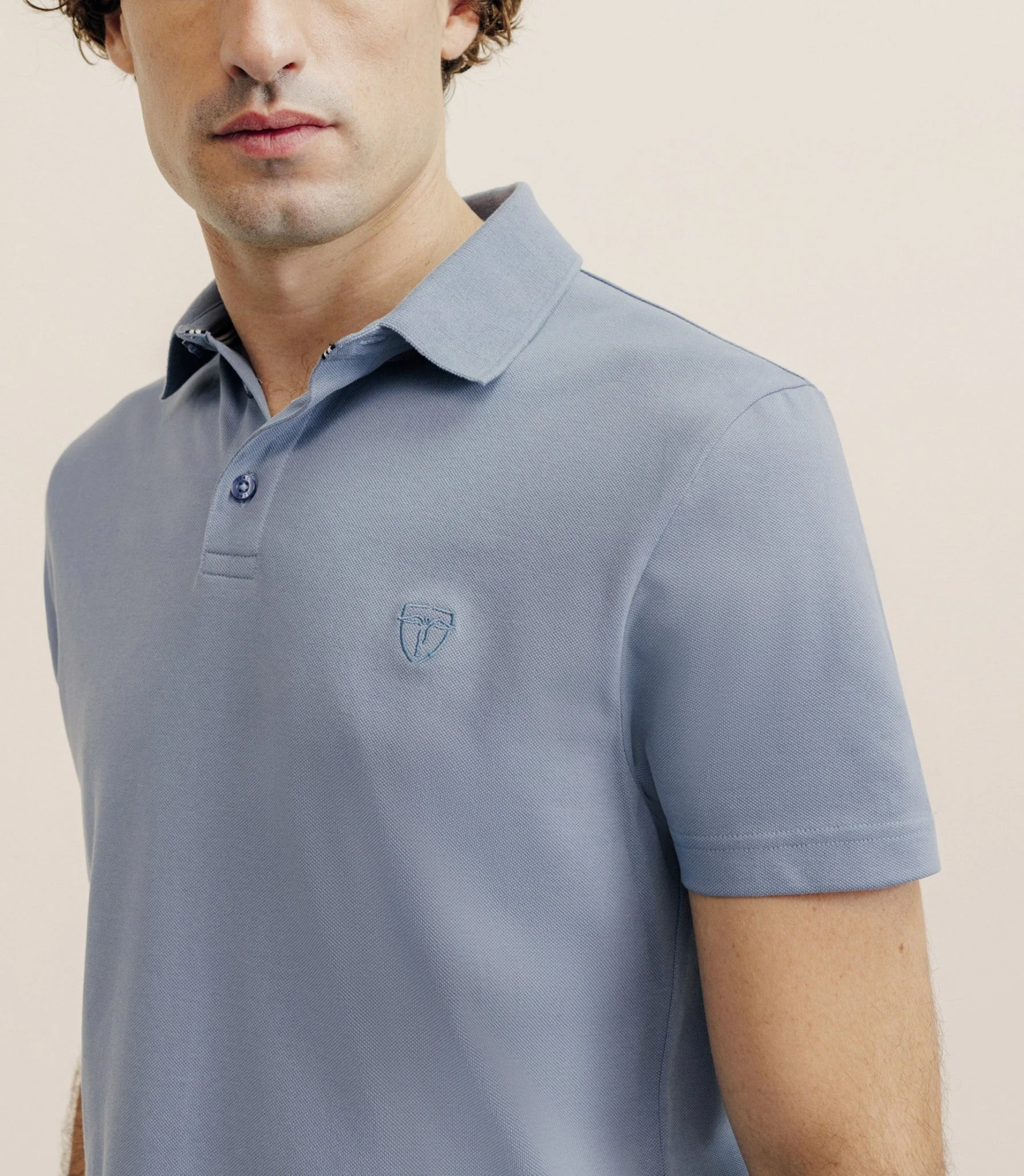 Polo piqué bleu gris - Image 2