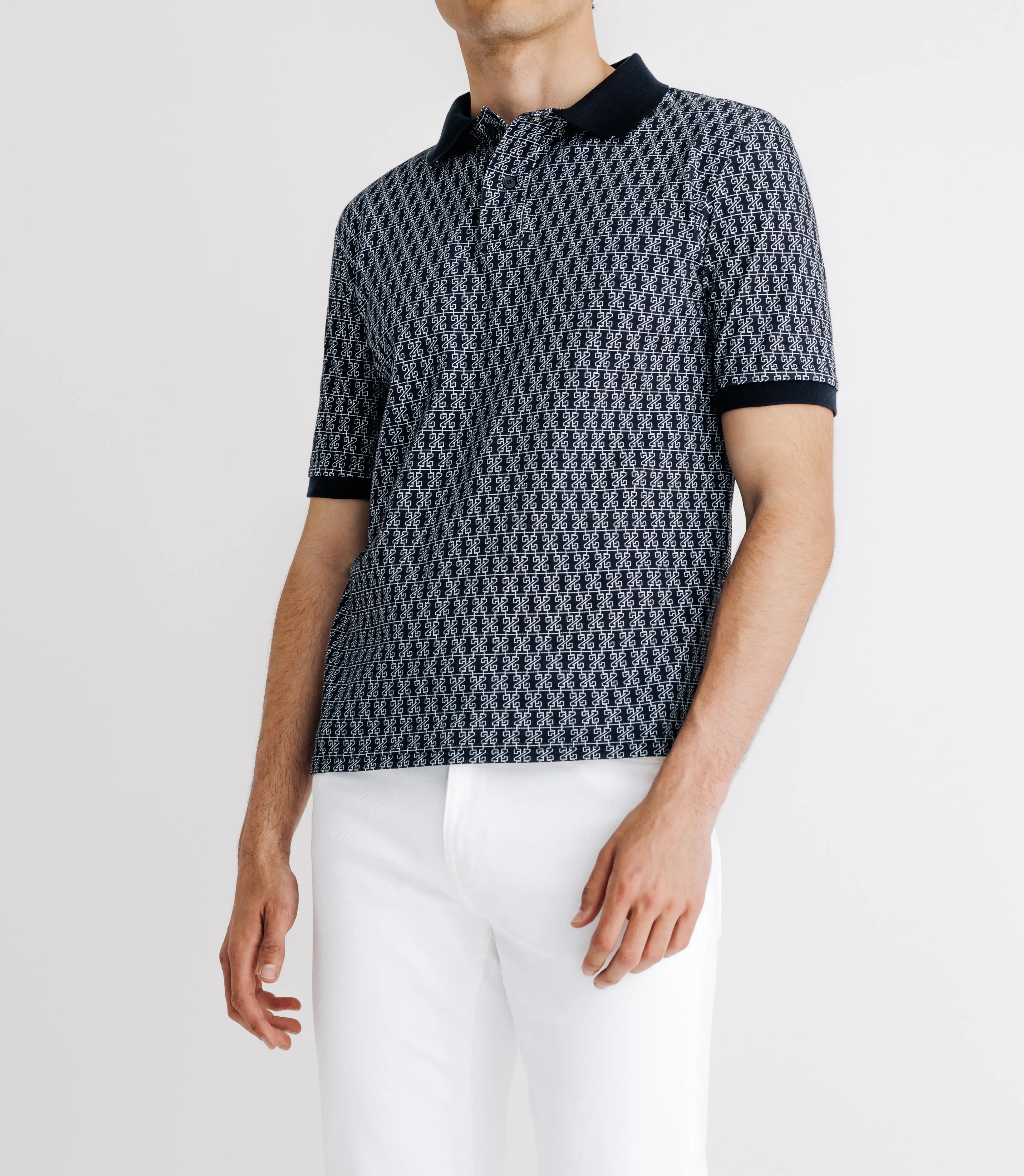 Polo boutonné marine - Image 2