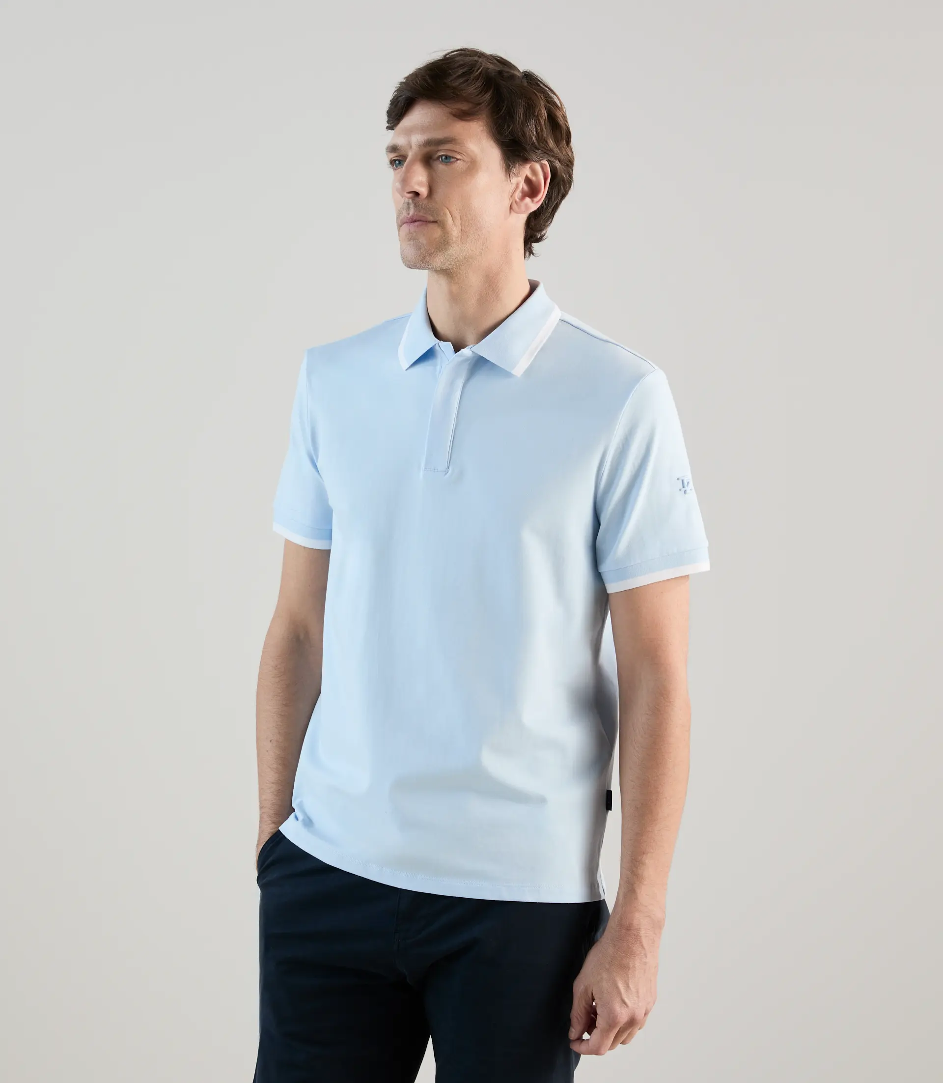 Polo zippé ciel