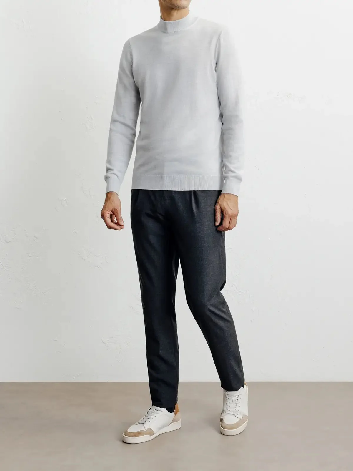 Pull col cheminée gris chiné - Image 3